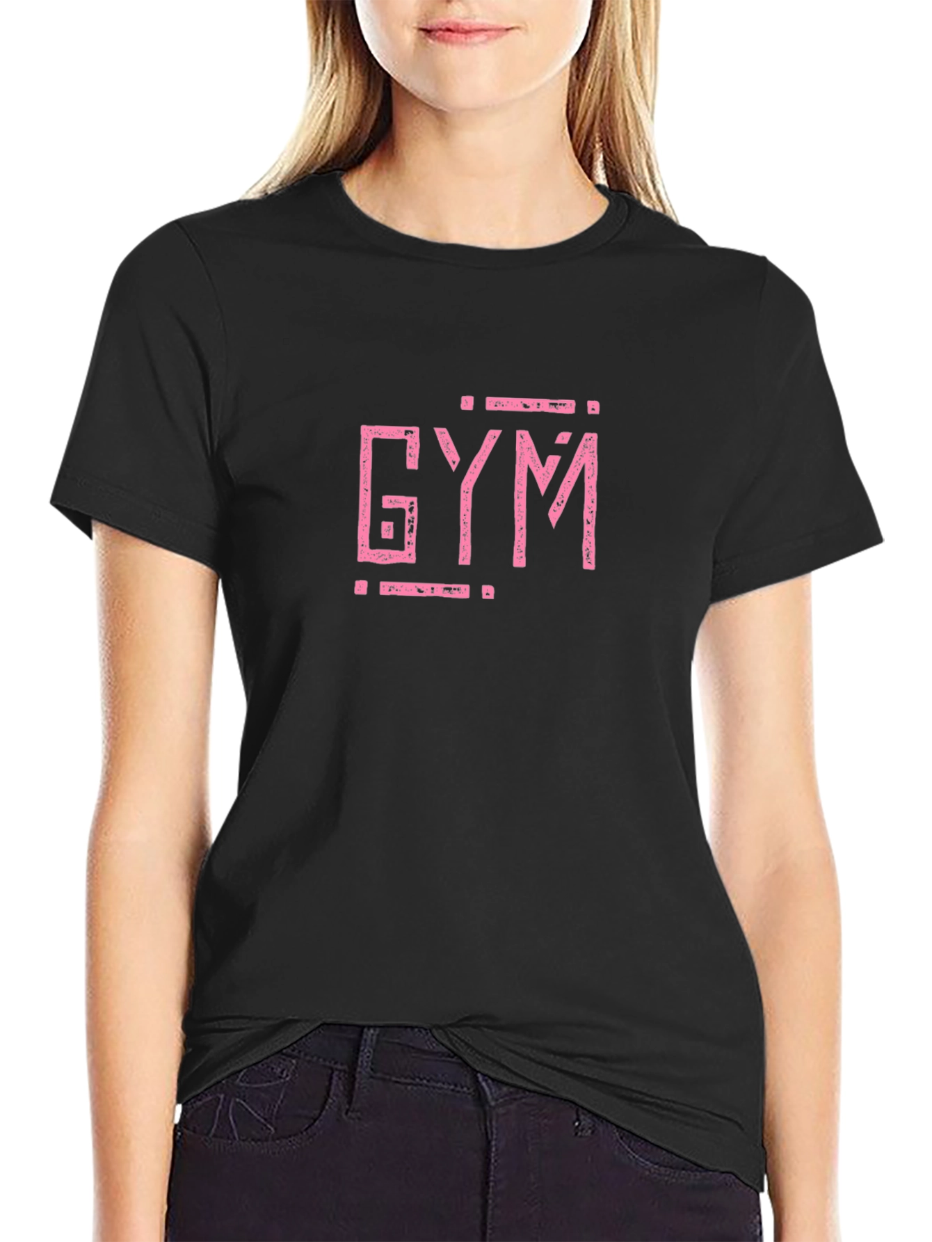 Gym Graphic T-Shirt - Black Cotton Blend