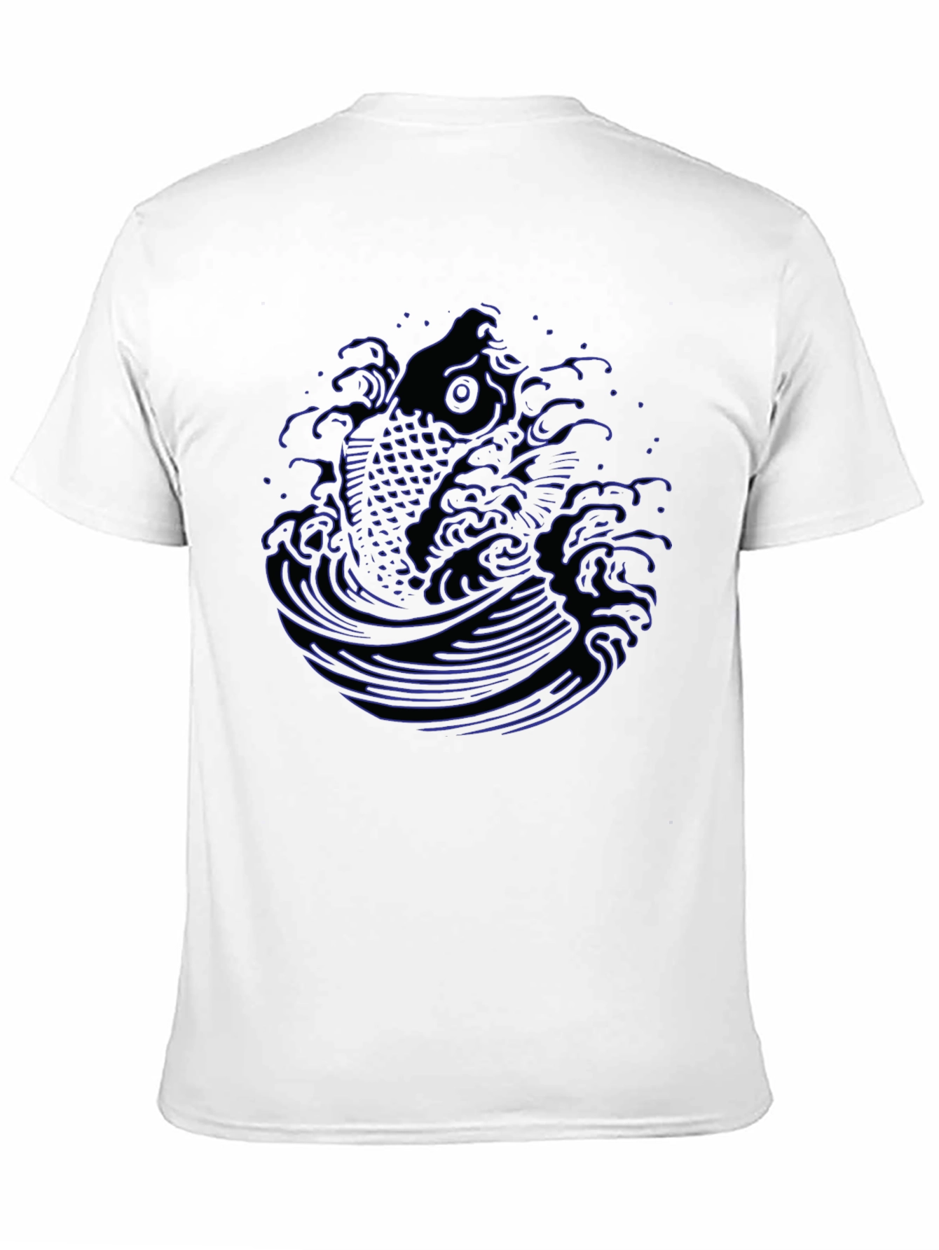 Koi Fish Wave Graphic Tee - Mens Black T-Shirt