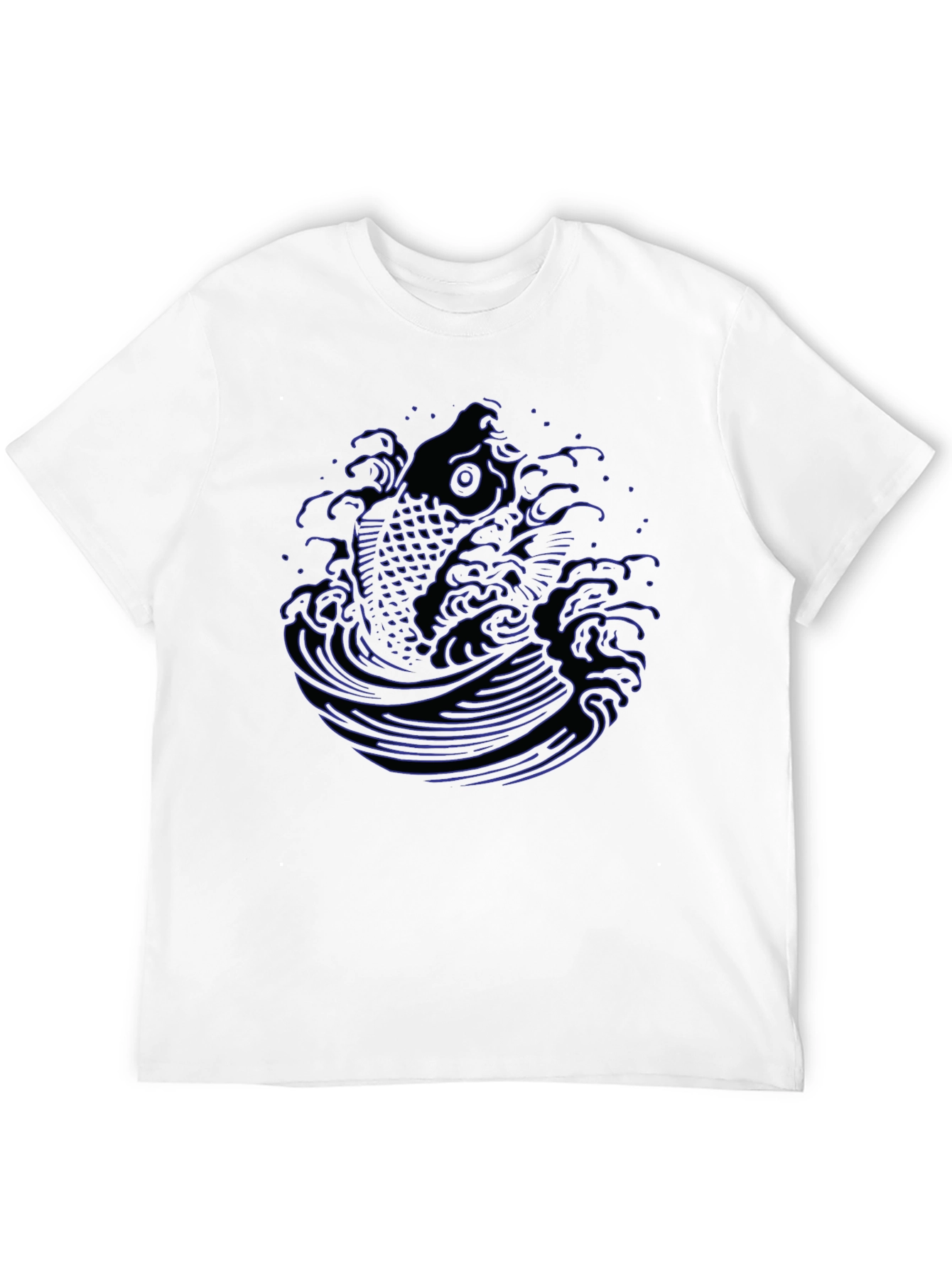 Koi Fish Wave Graphic Tee - Mens Black T-Shirt