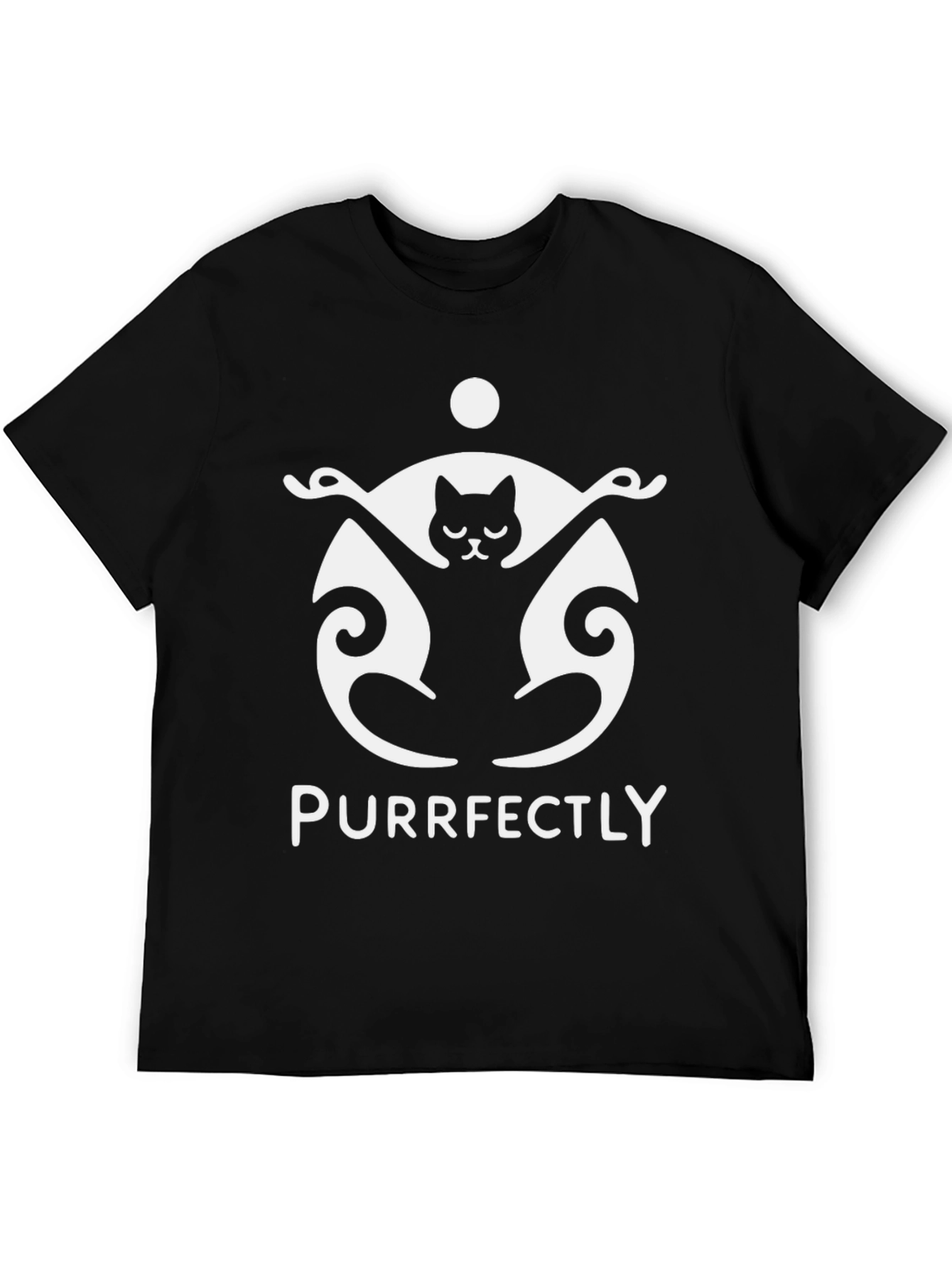 Purrfectly Funny Cat Yoga Black T-Shirt