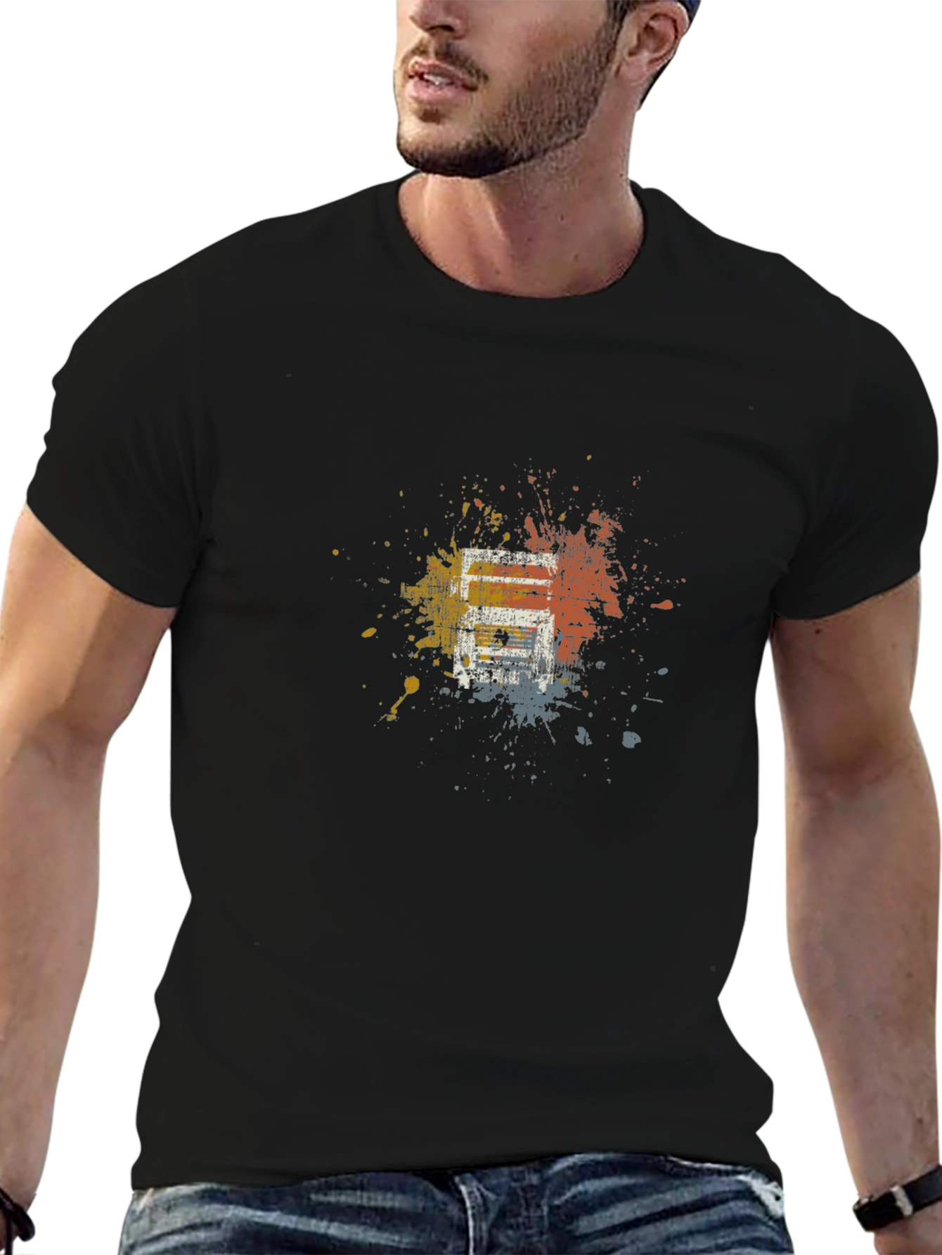 Abstract Splatter Graphic Black Tee
