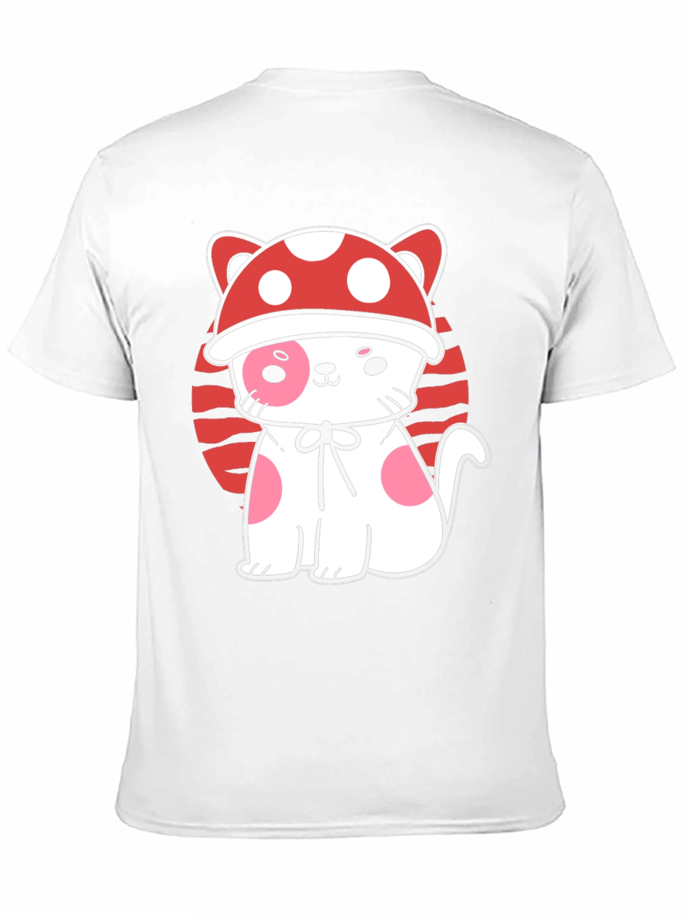 Mushroom Cat Graphic Tee - Black Cotton T-Shirt