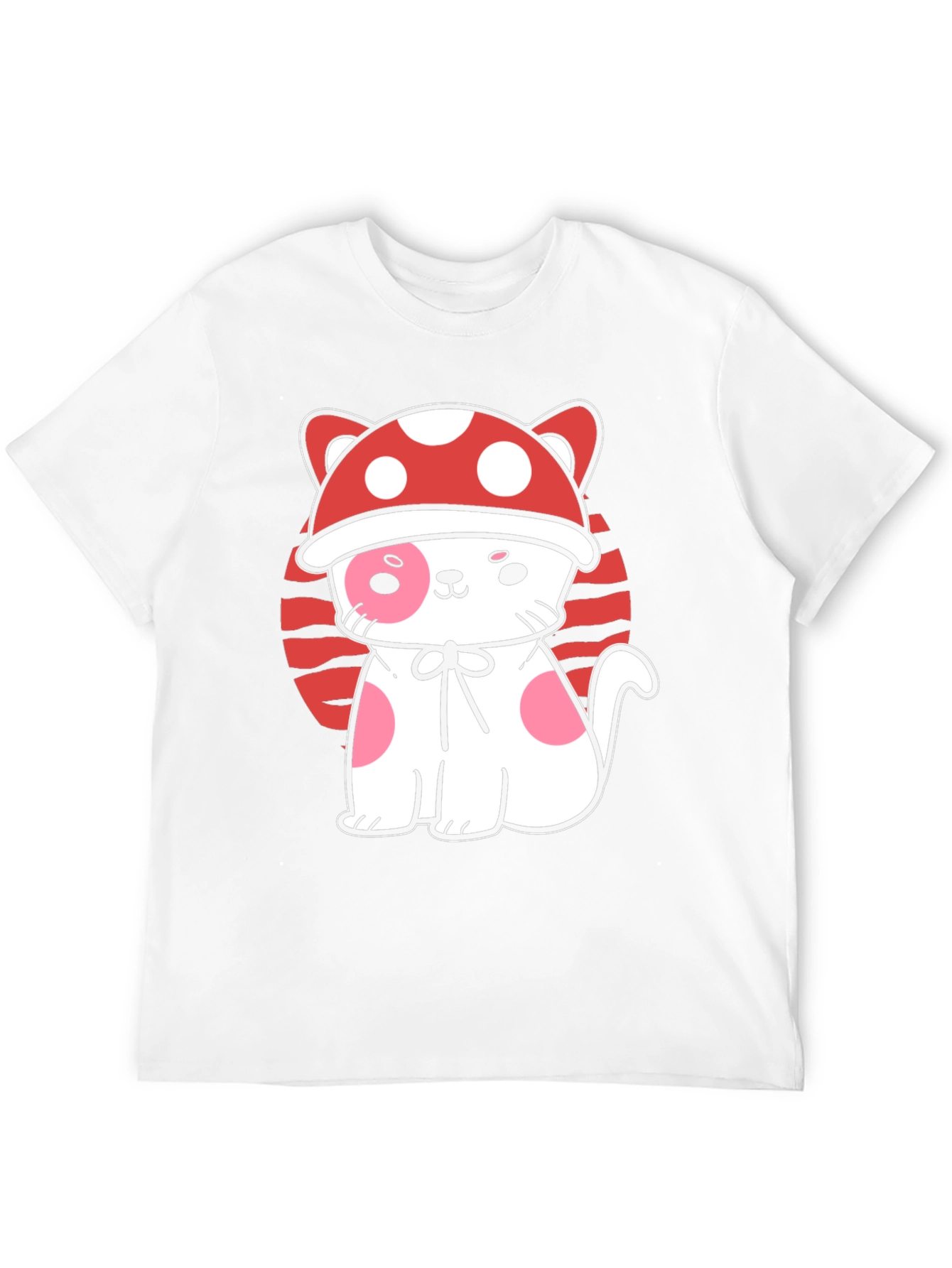 Mushroom Cat Graphic Tee - Black Cotton T-Shirt