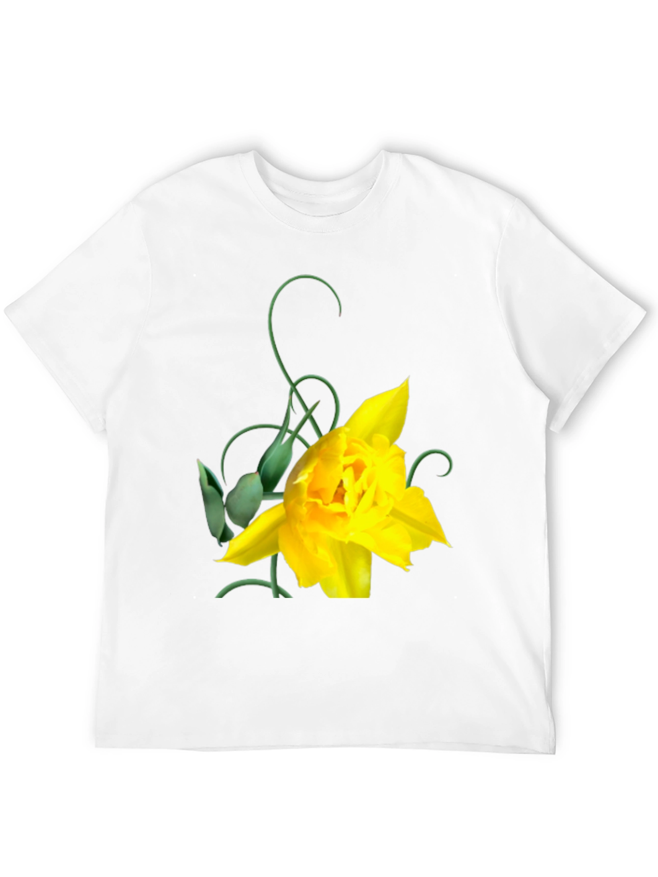 Yellow Tulip Graphic Black T-Shirt for Men