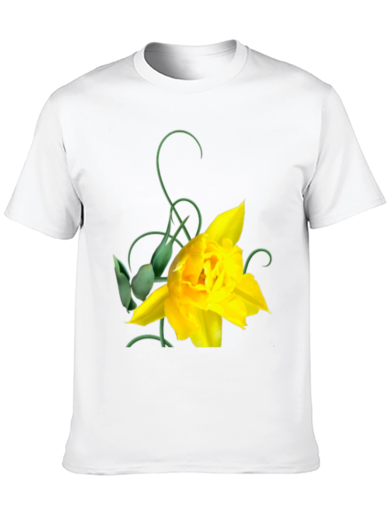Yellow Tulip Graphic Black T-Shirt for Men