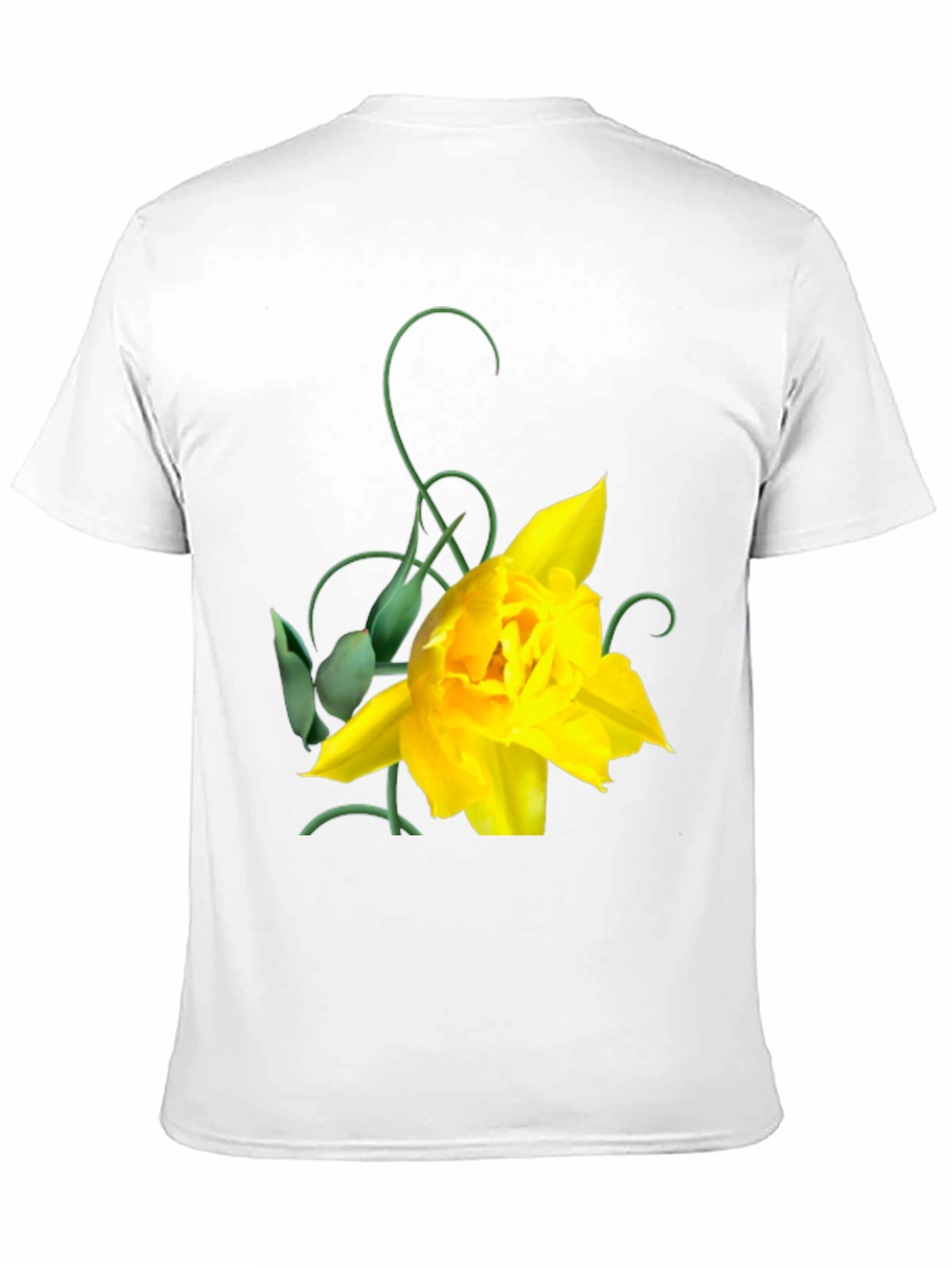 Yellow Tulip Graphic Black T-Shirt for Men