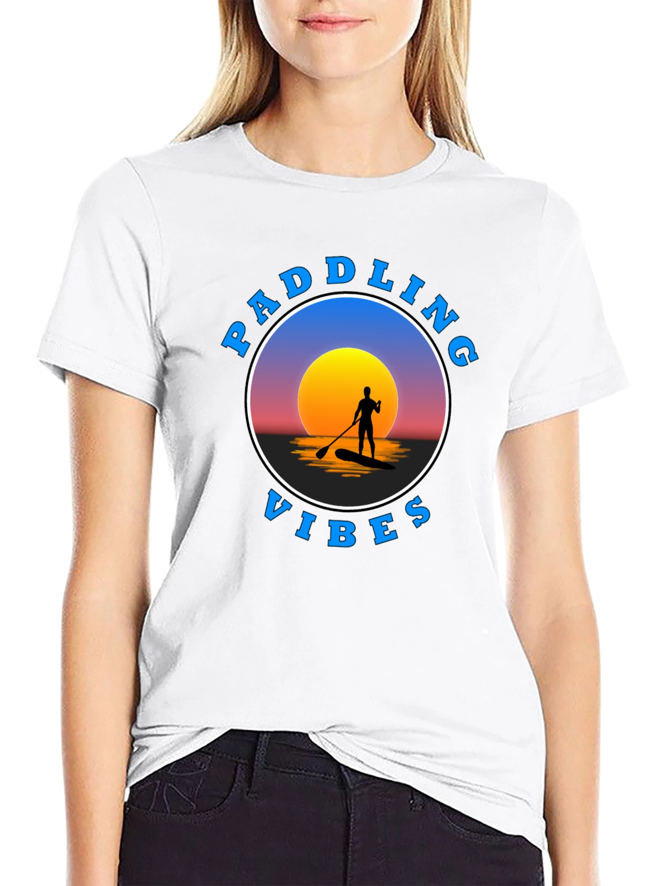 Paddling Vibes Graphic Tee - Sunset Paddleboard Design