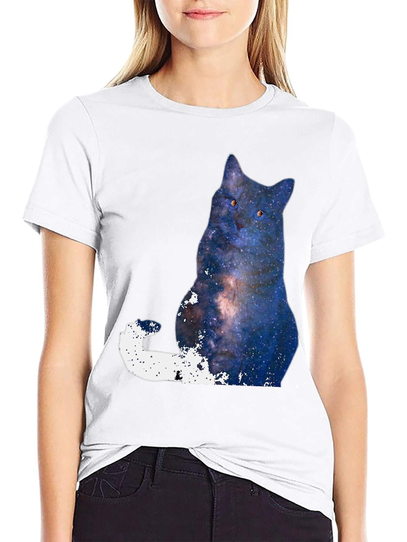 Galaxy Cat Graphic T-Shirt - Mens Black Tee