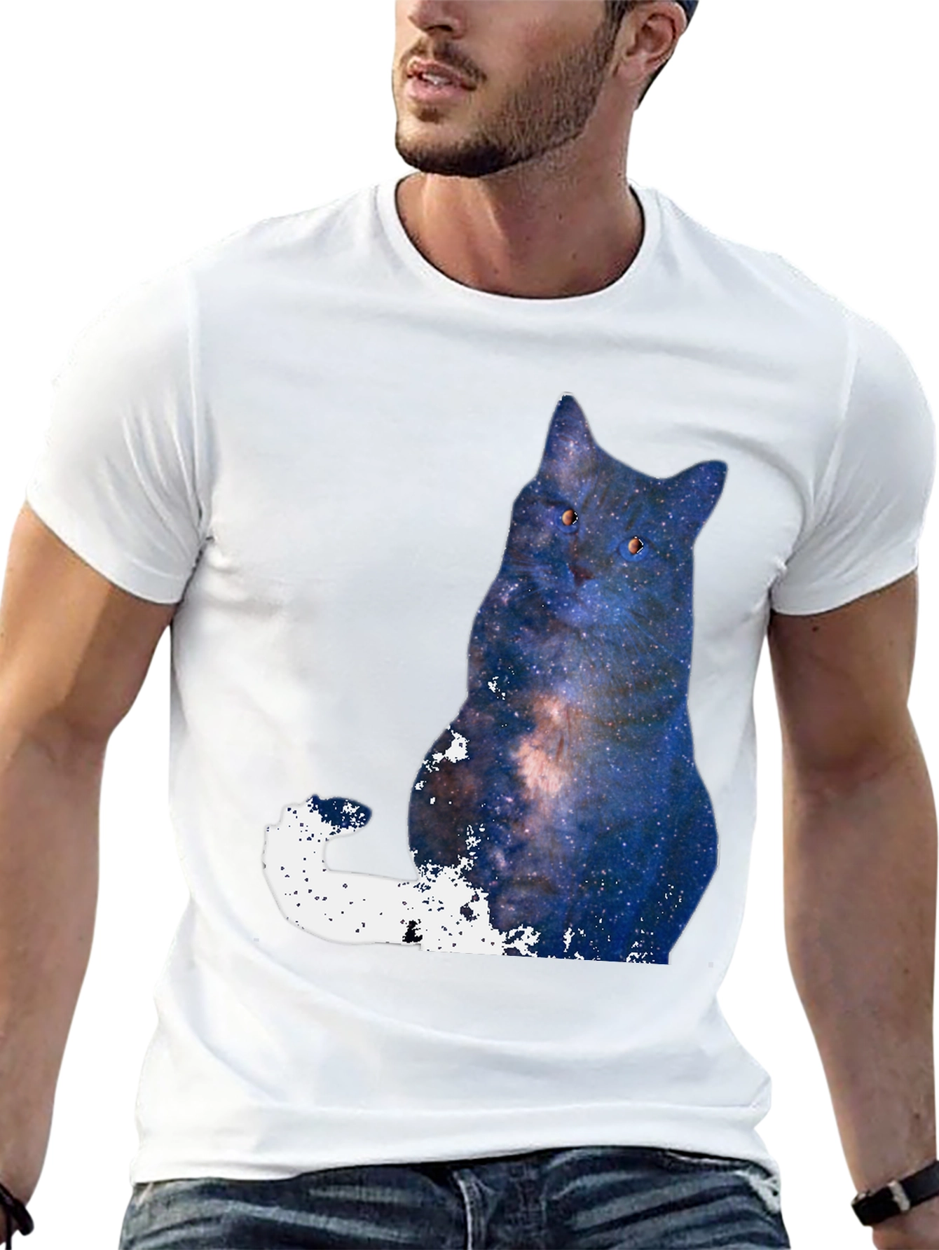 Galaxy Cat Graphic T-Shirt - Mens Black Tee