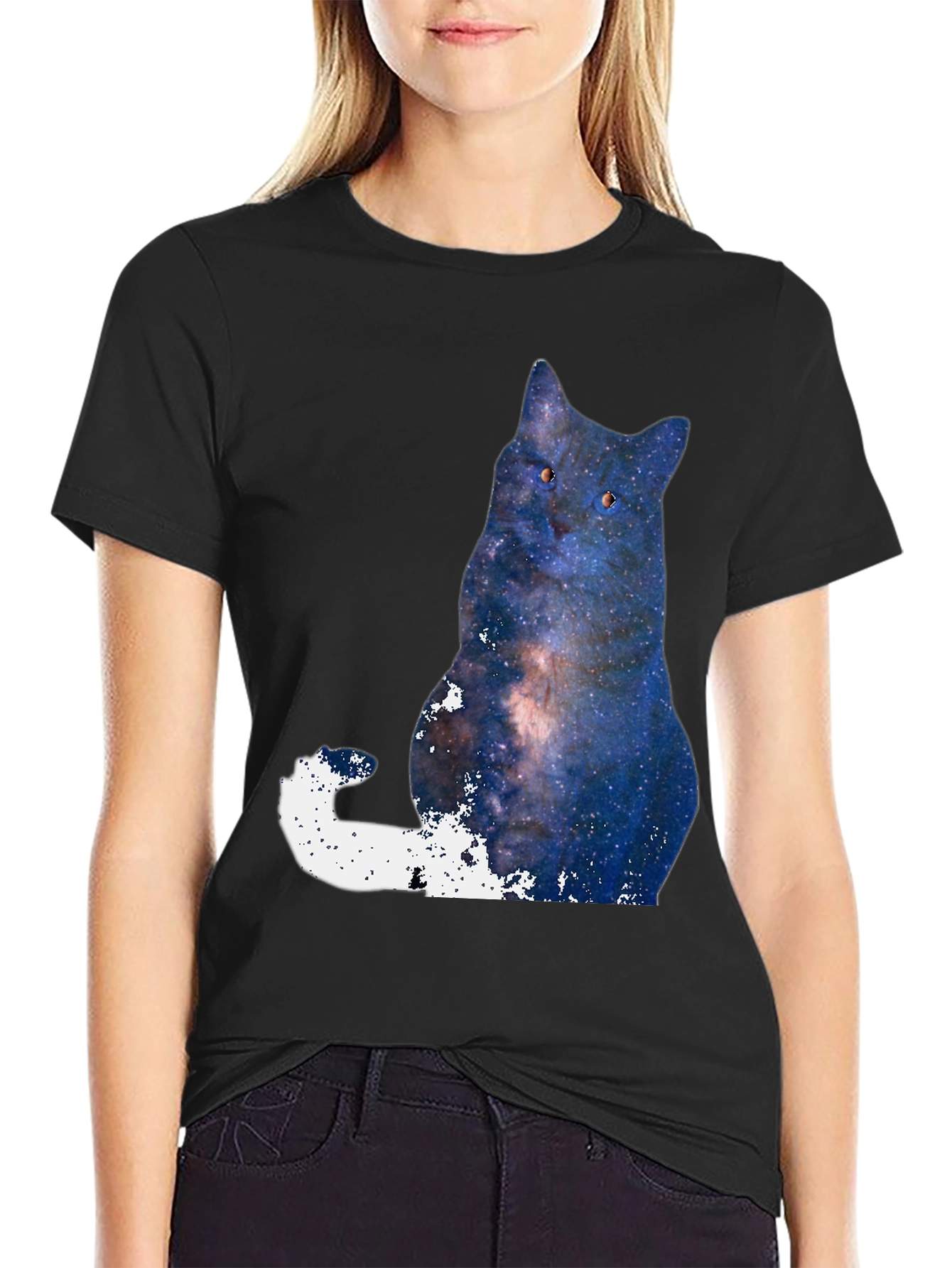 Galaxy Cat Graphic T-Shirt - Mens Black Tee