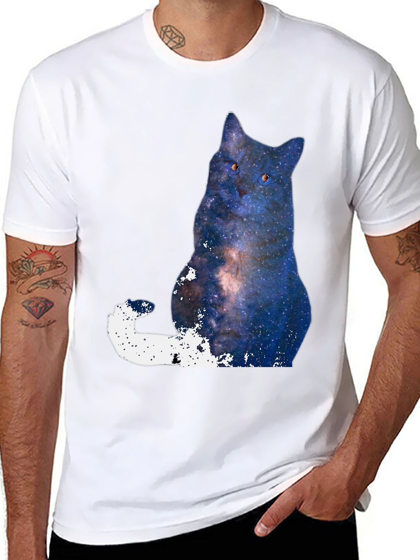 Galaxy Cat Graphic T-Shirt - Mens Black Tee