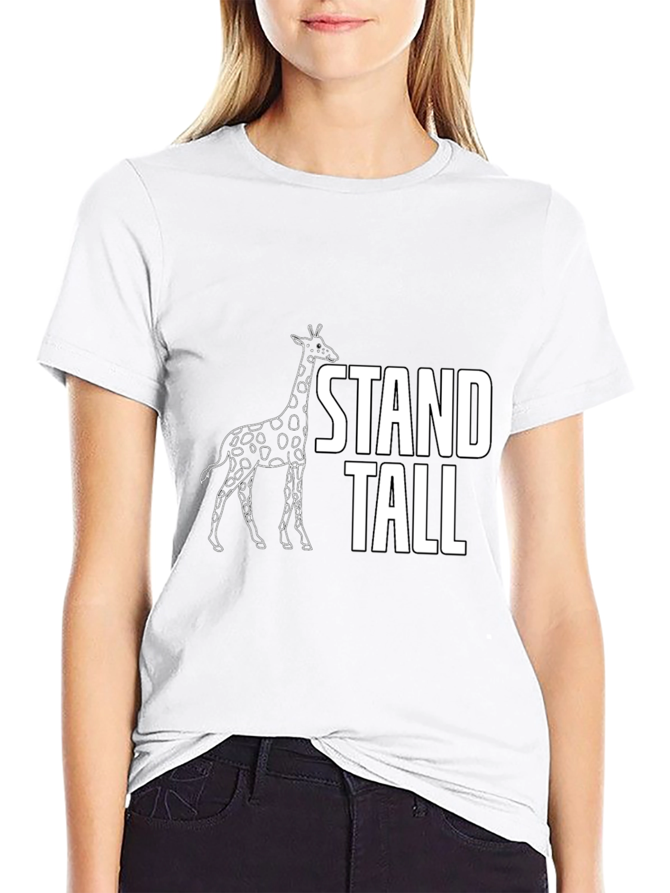 Stand Tall Giraffe Graphic Tee - Black Cotton T-Shirt