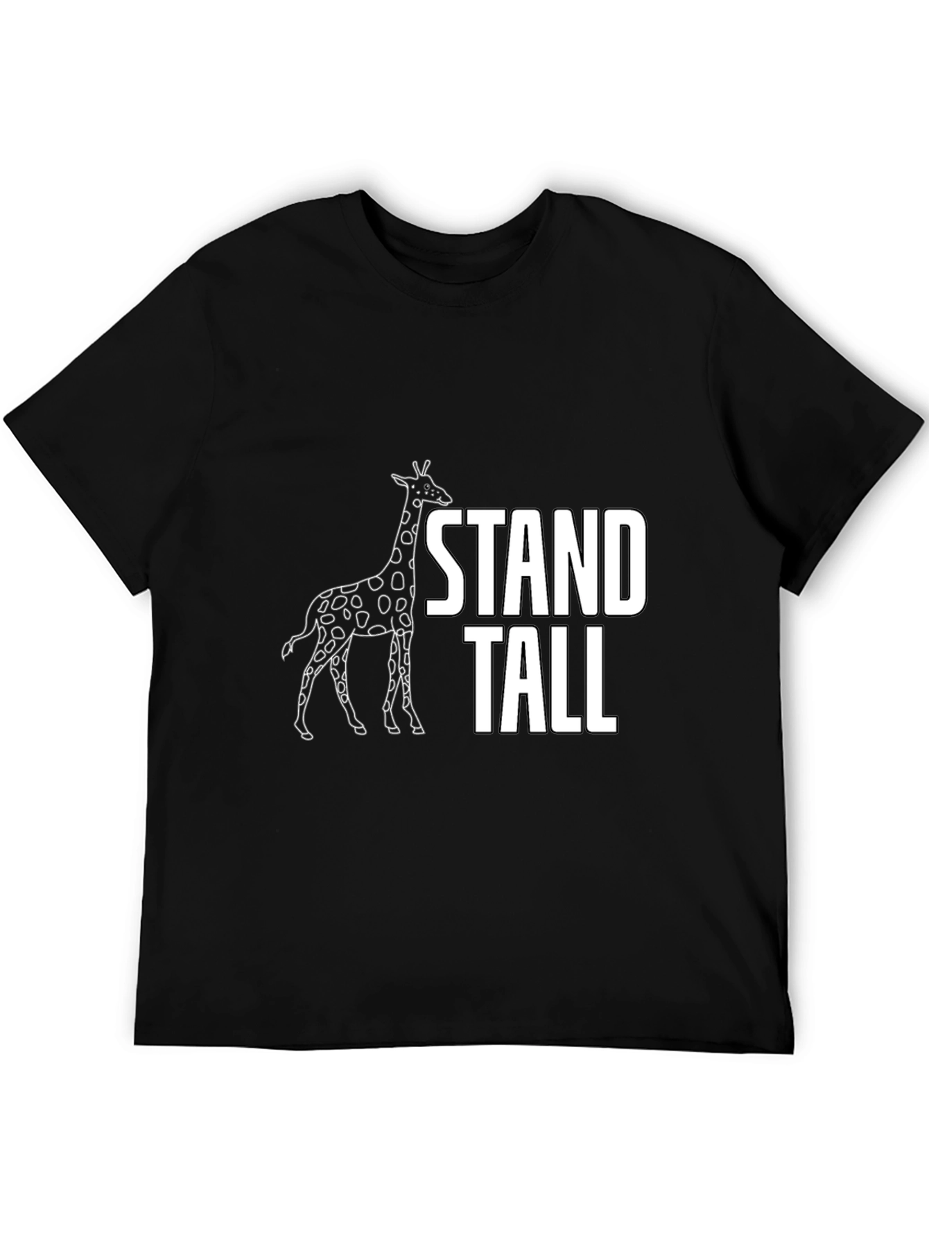 Stand Tall Giraffe Graphic Tee - Black Cotton T-Shirt