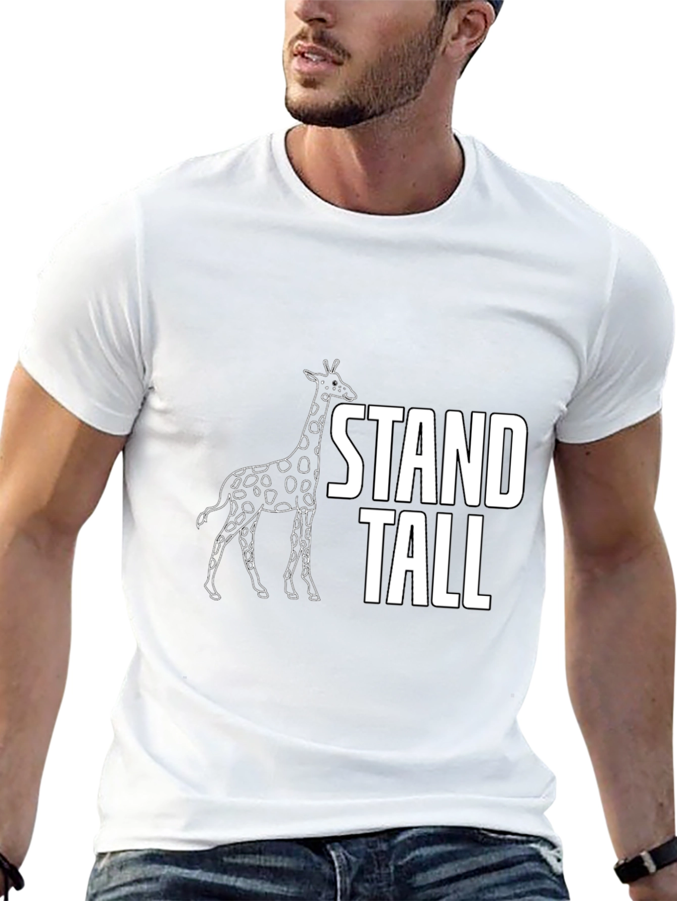 Stand Tall Giraffe Graphic Tee - Black Cotton T-Shirt