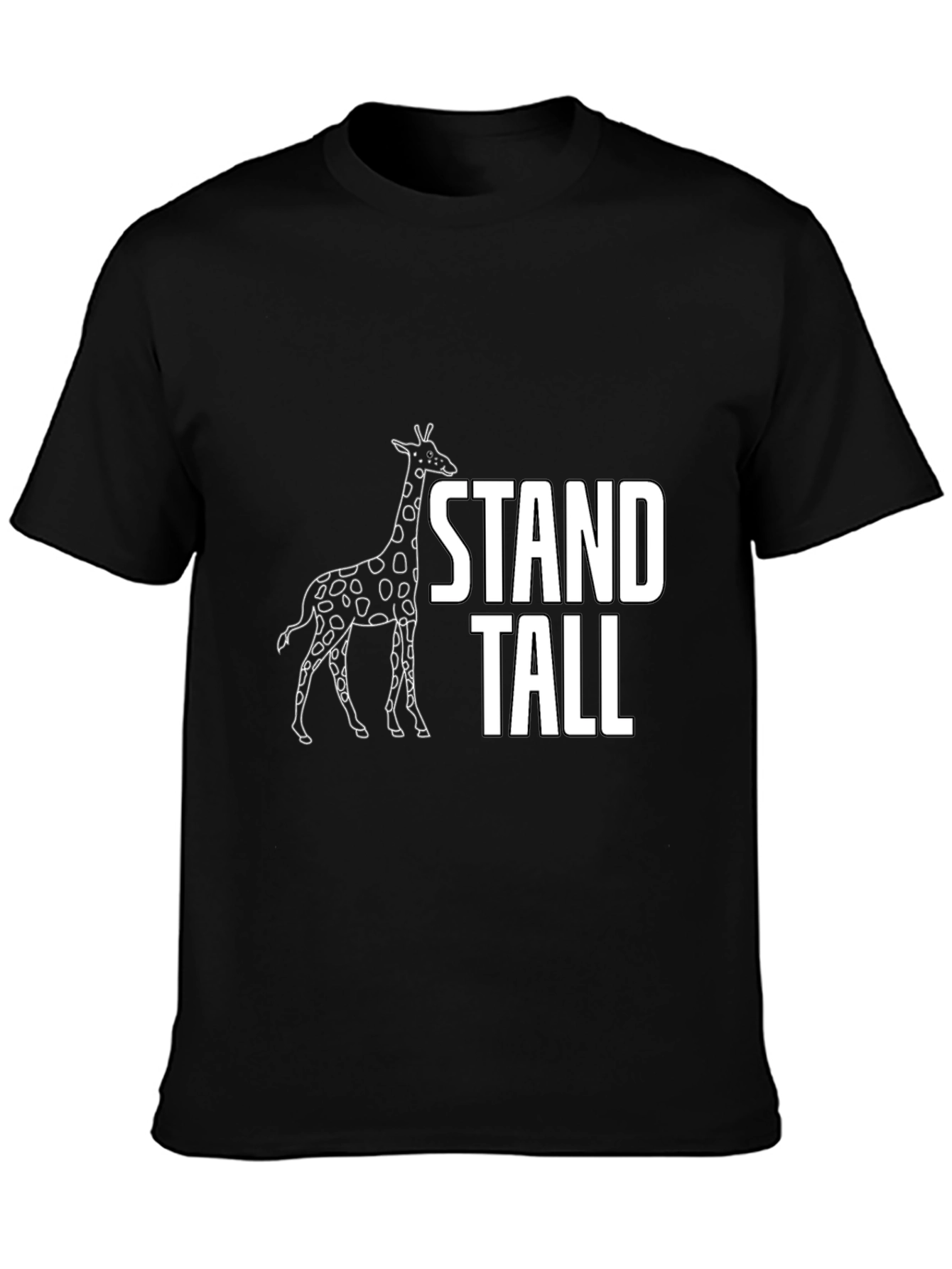 Stand Tall Giraffe Graphic Tee - Black Cotton T-Shirt