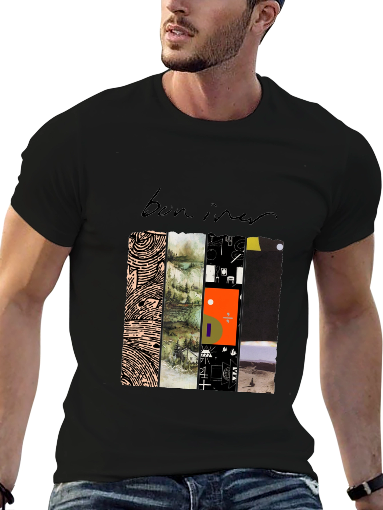 Bon Iver Album Art Black T-Shirt