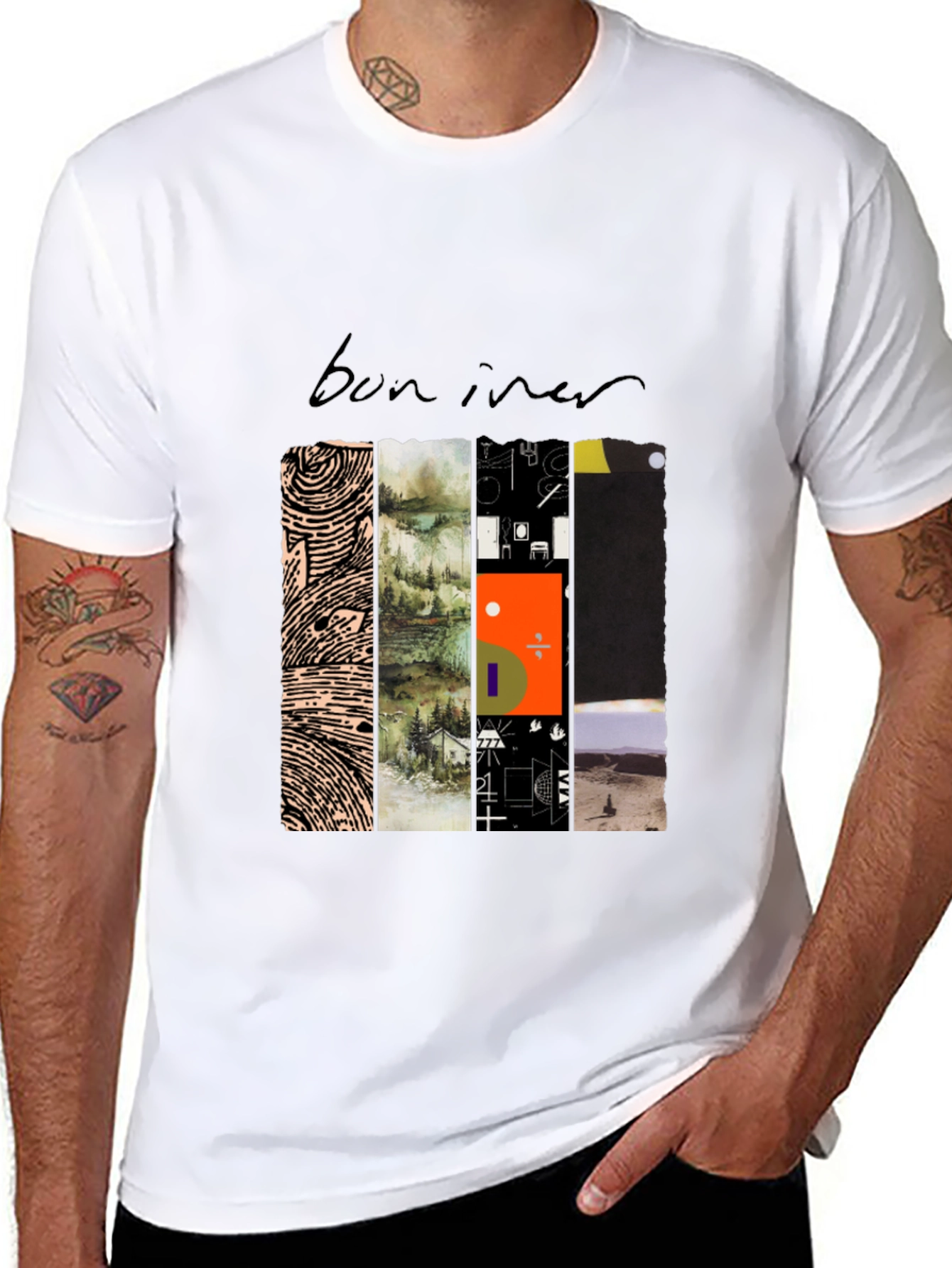 Bon Iver Album Art Black T-Shirt