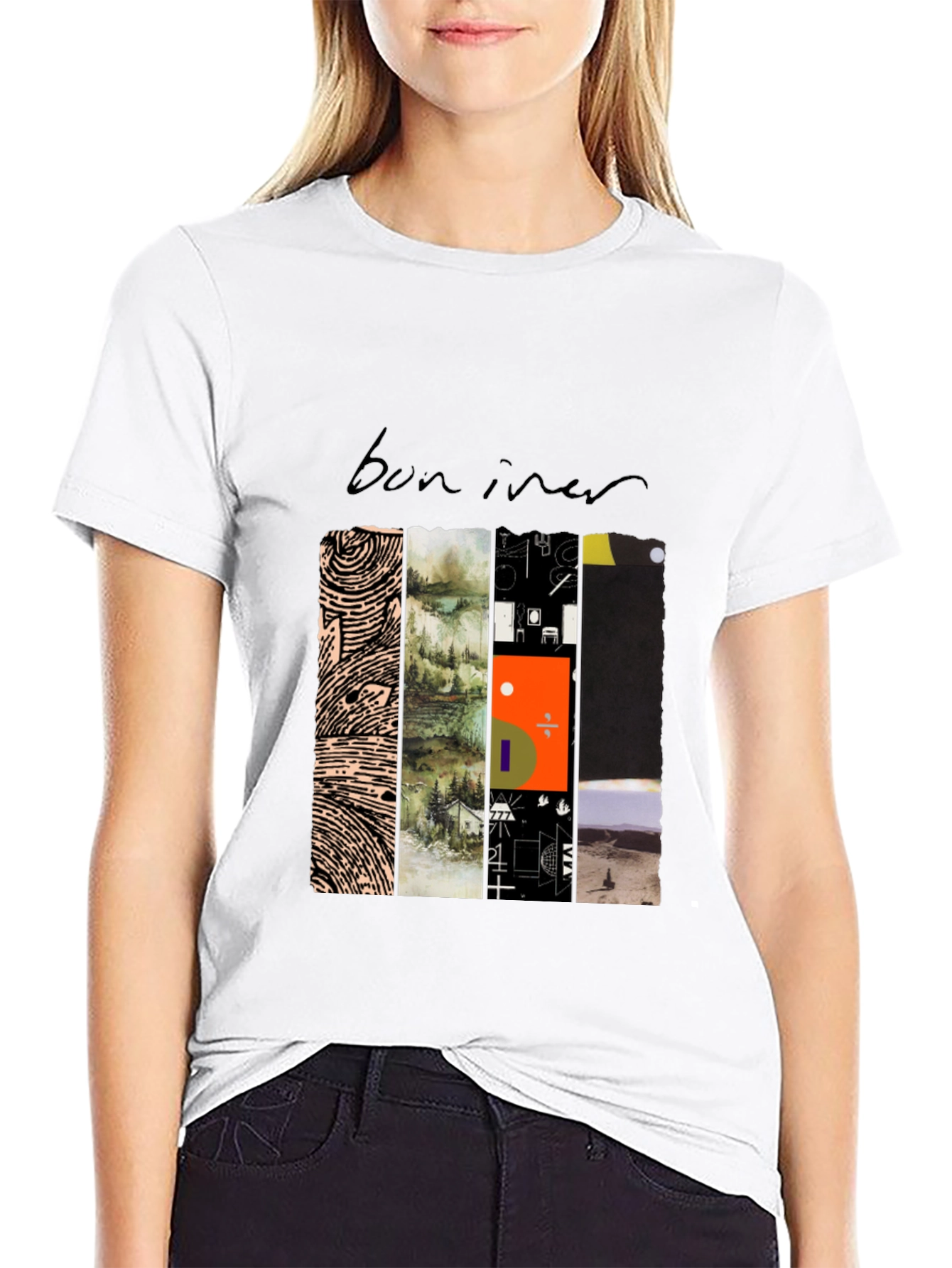 Bon Iver Album Art Black T-Shirt