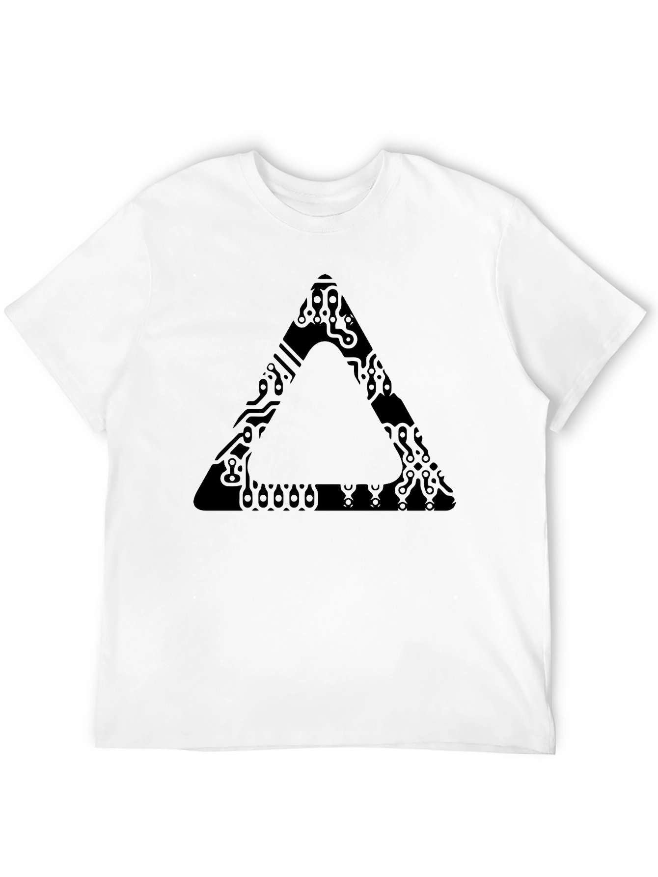 Abstract Triangle Graphic Print Black T-Shirt