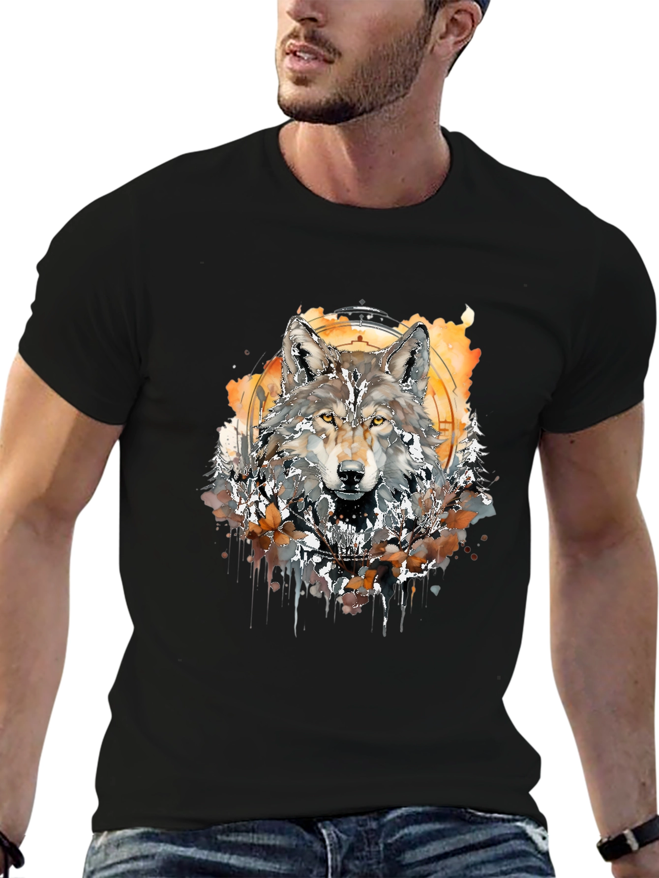 Wolf Art T-Shirt - Black Graphic Tee