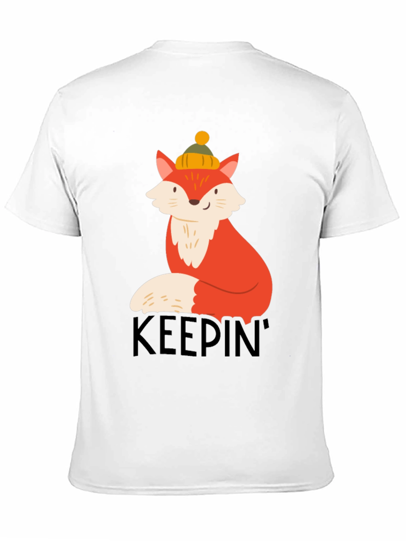 Keepin Cozy Fox Graphic Tee - Black Crew Neck