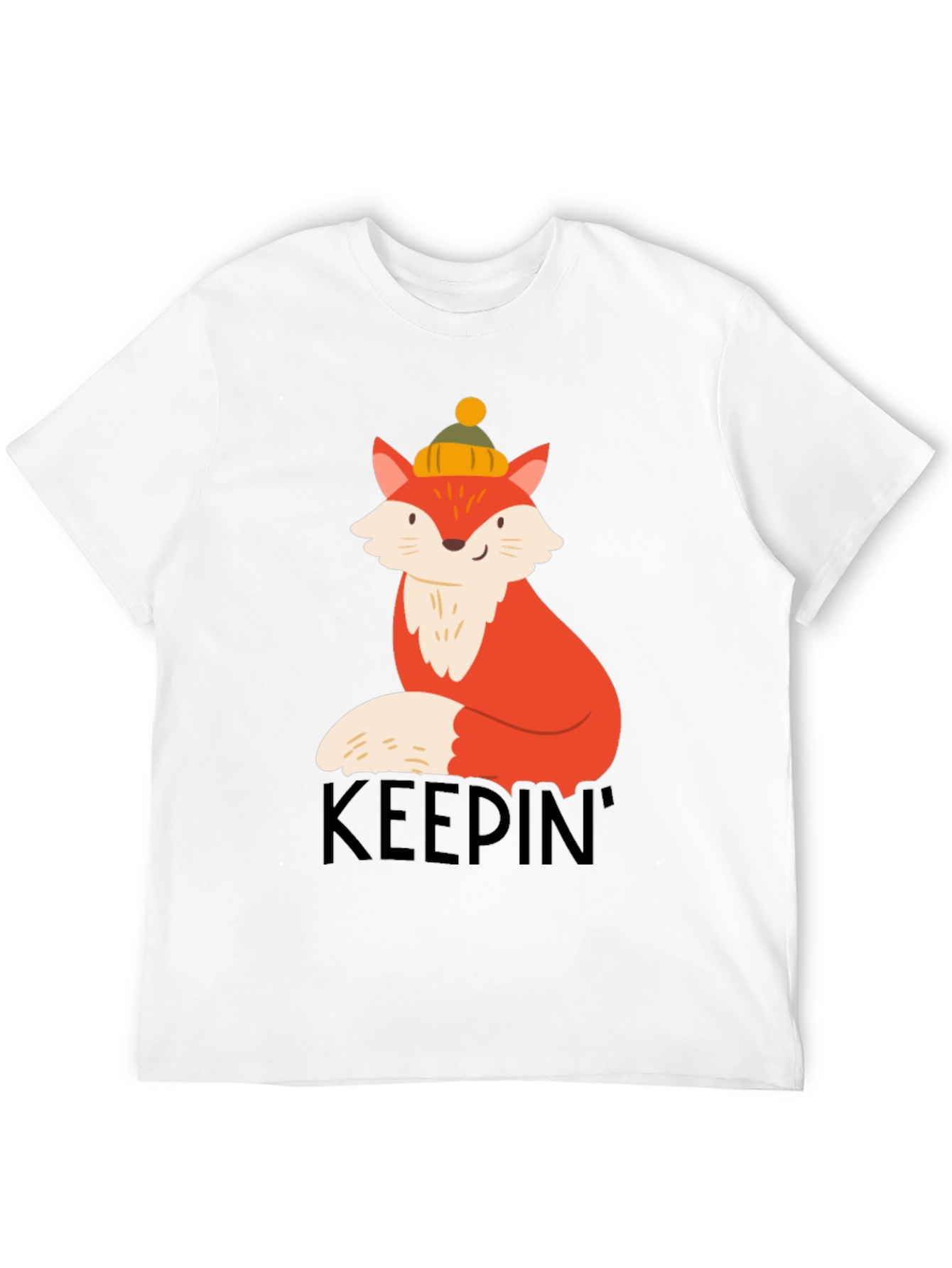 Keepin Cozy Fox Graphic Tee - Black Crew Neck