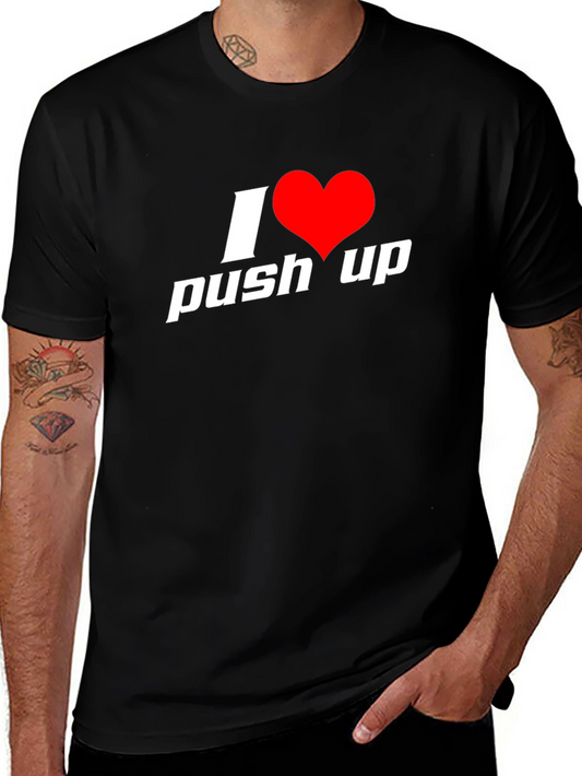 I Heart Push Ups Graphic Tee - Black Cotton T-Shirt