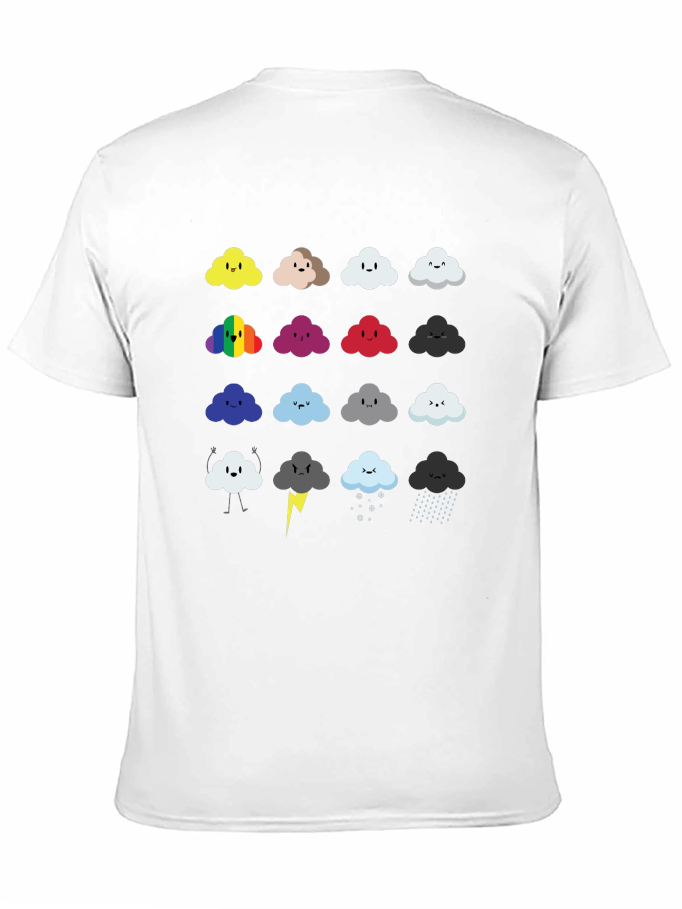 Cute Cloud Moods T-Shirt - Black Cotton Tee