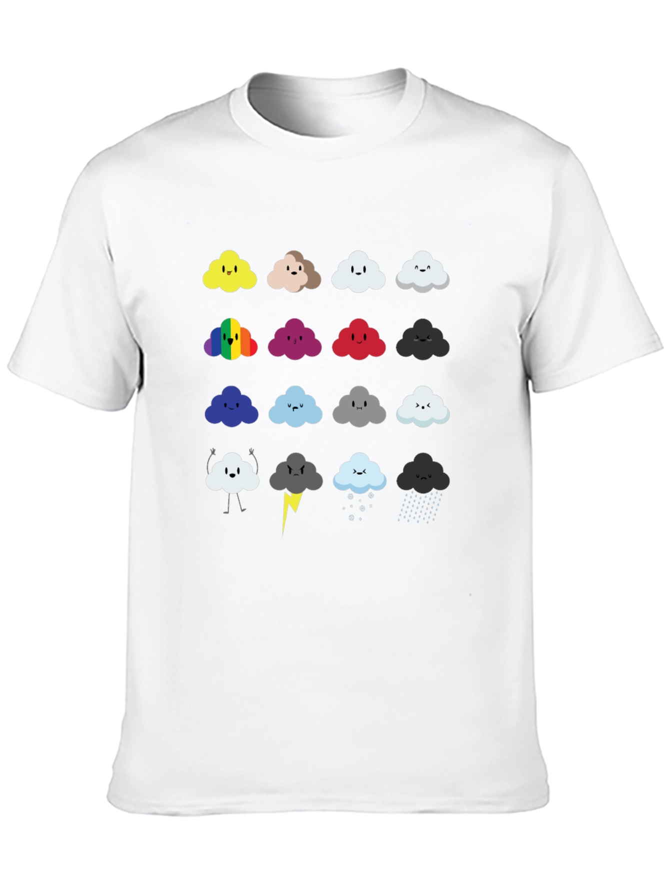 Cute Cloud Moods T-Shirt - Black Cotton Tee