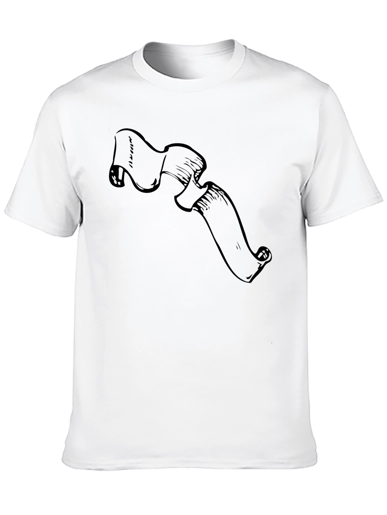 Mens Black Graphic Tee - Sketch Scroll Design