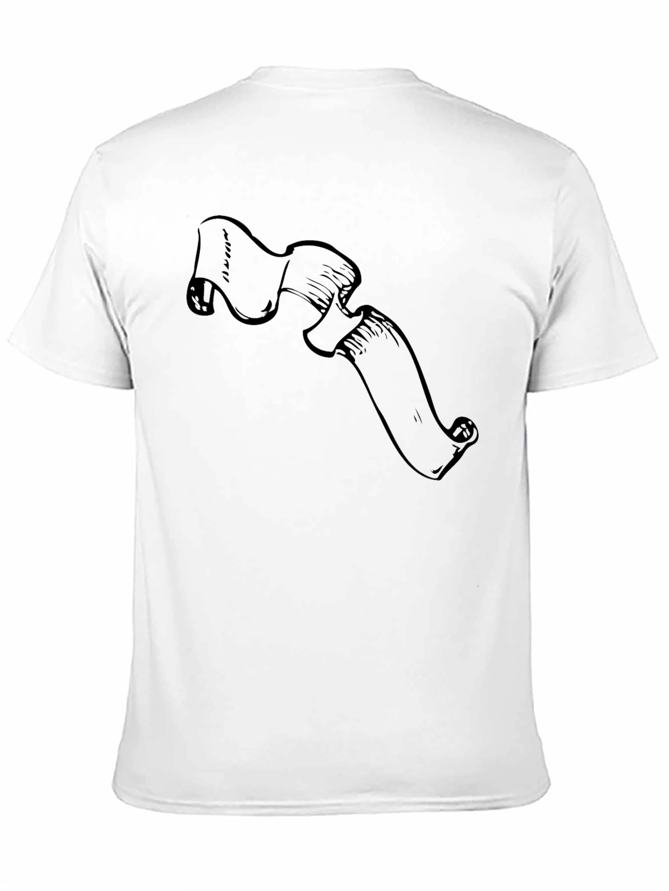 Mens Black Graphic Tee - Sketch Scroll Design