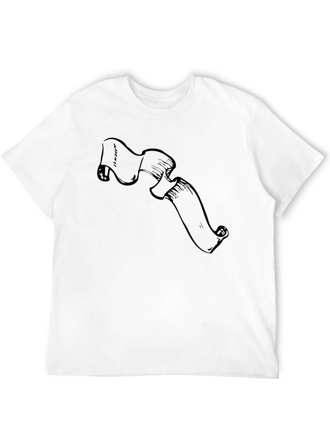 Mens Black Graphic Tee - Sketch Scroll Design