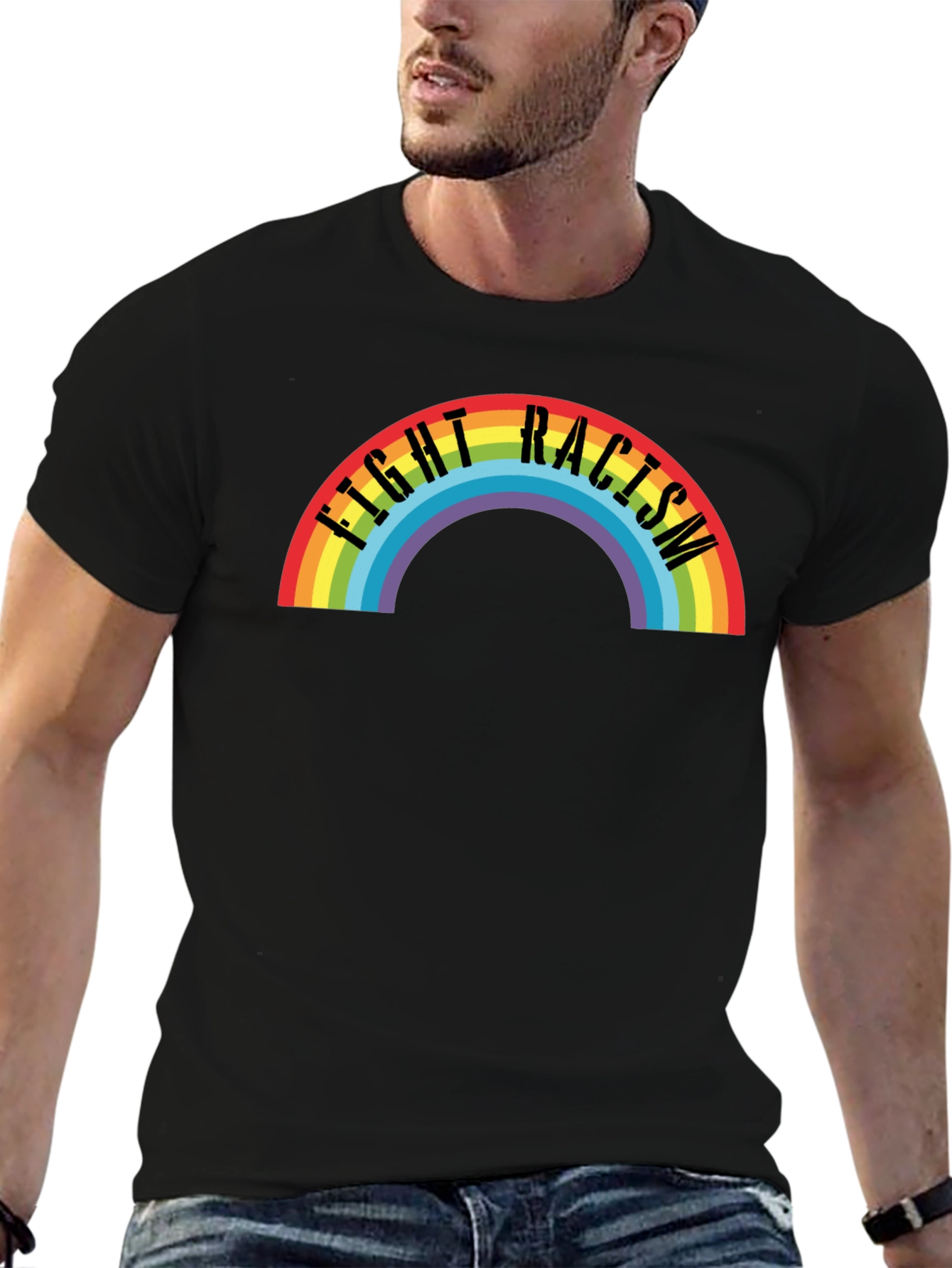 Fight Racism Rainbow T-Shirt - Black