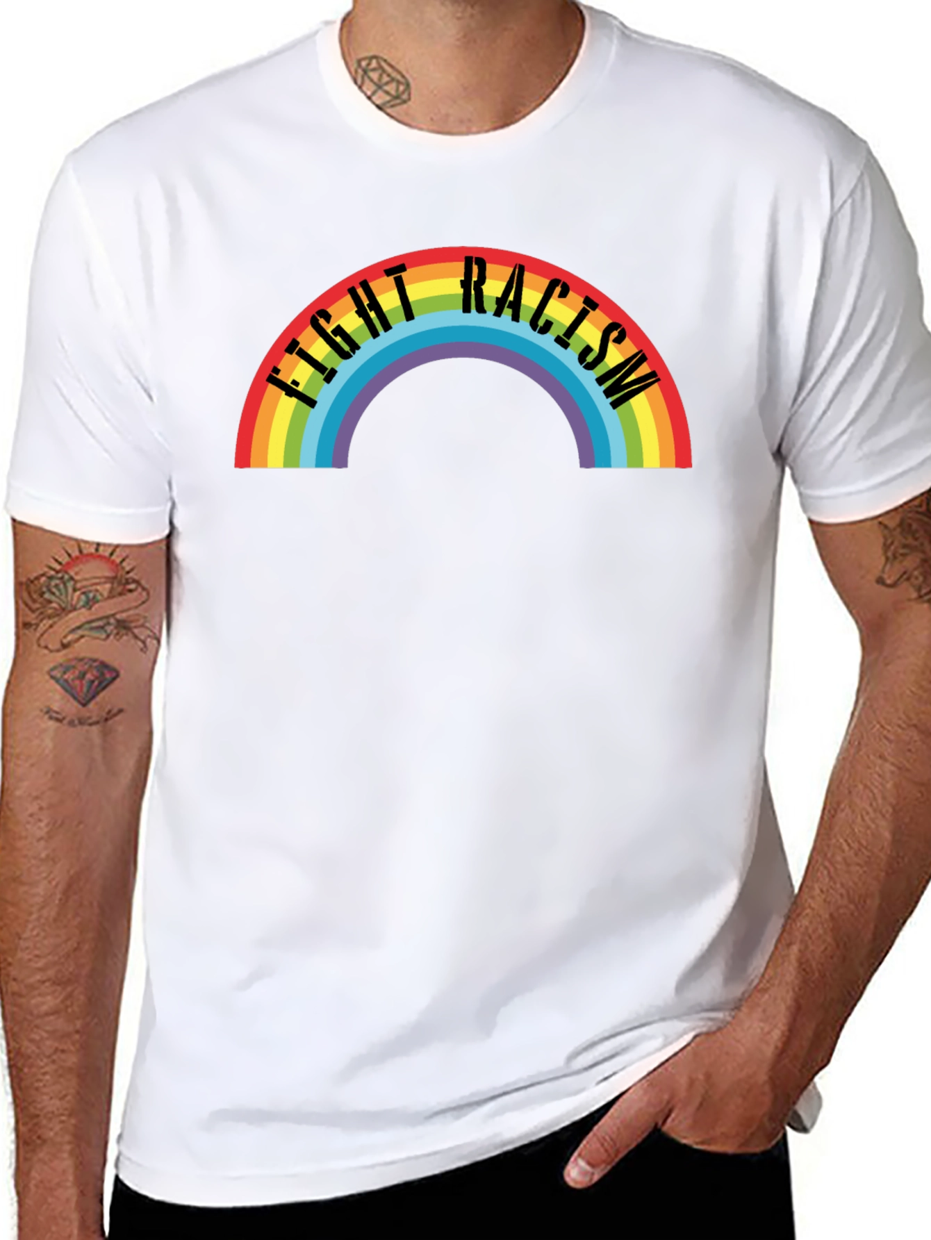 Fight Racism Rainbow T-Shirt - Black