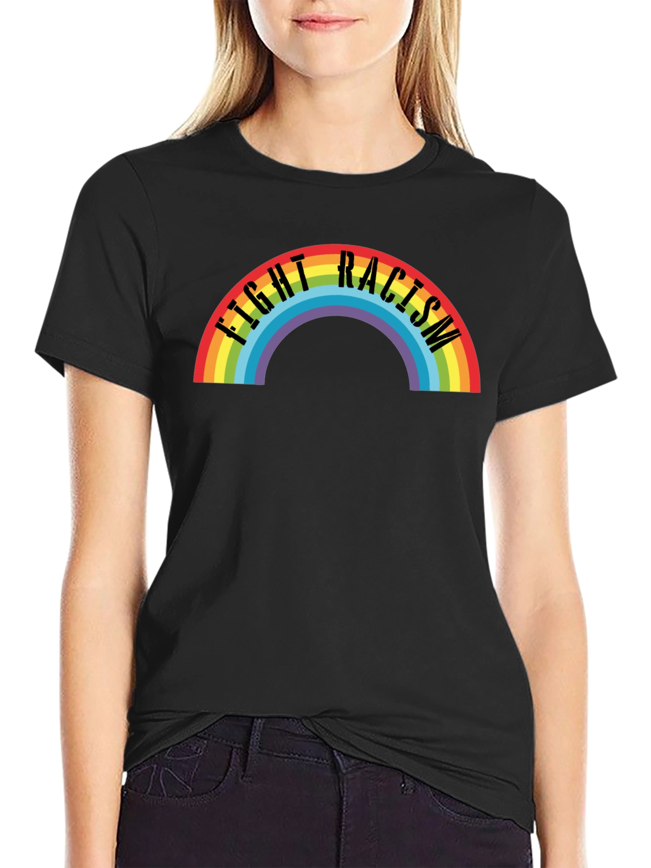 Fight Racism Rainbow T-Shirt - Black