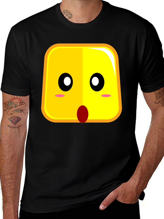 Surprised Emoji Black Cotton T-Shirt