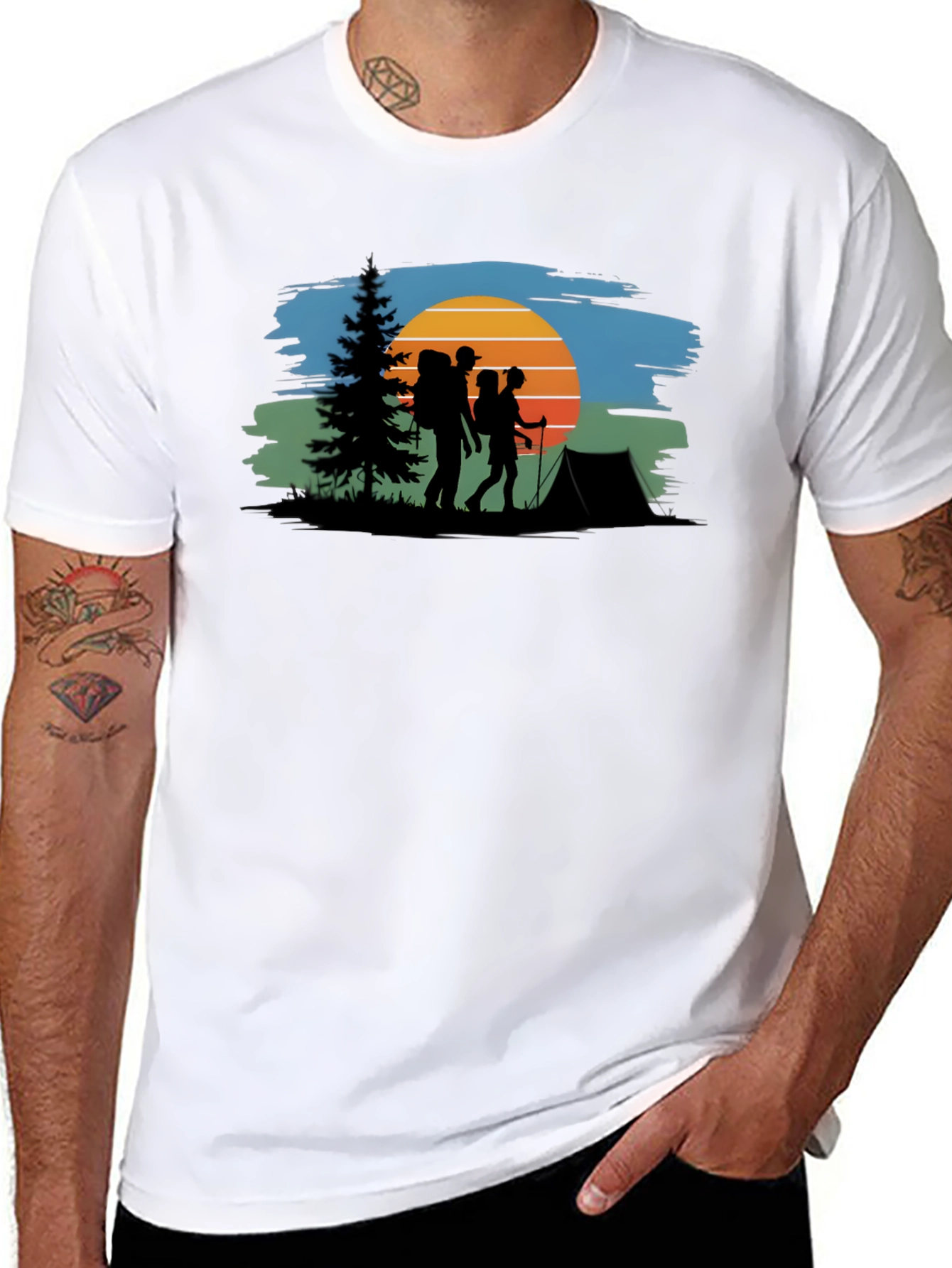 Hiking Adventure T-Shirt - Nature Silhouette Design