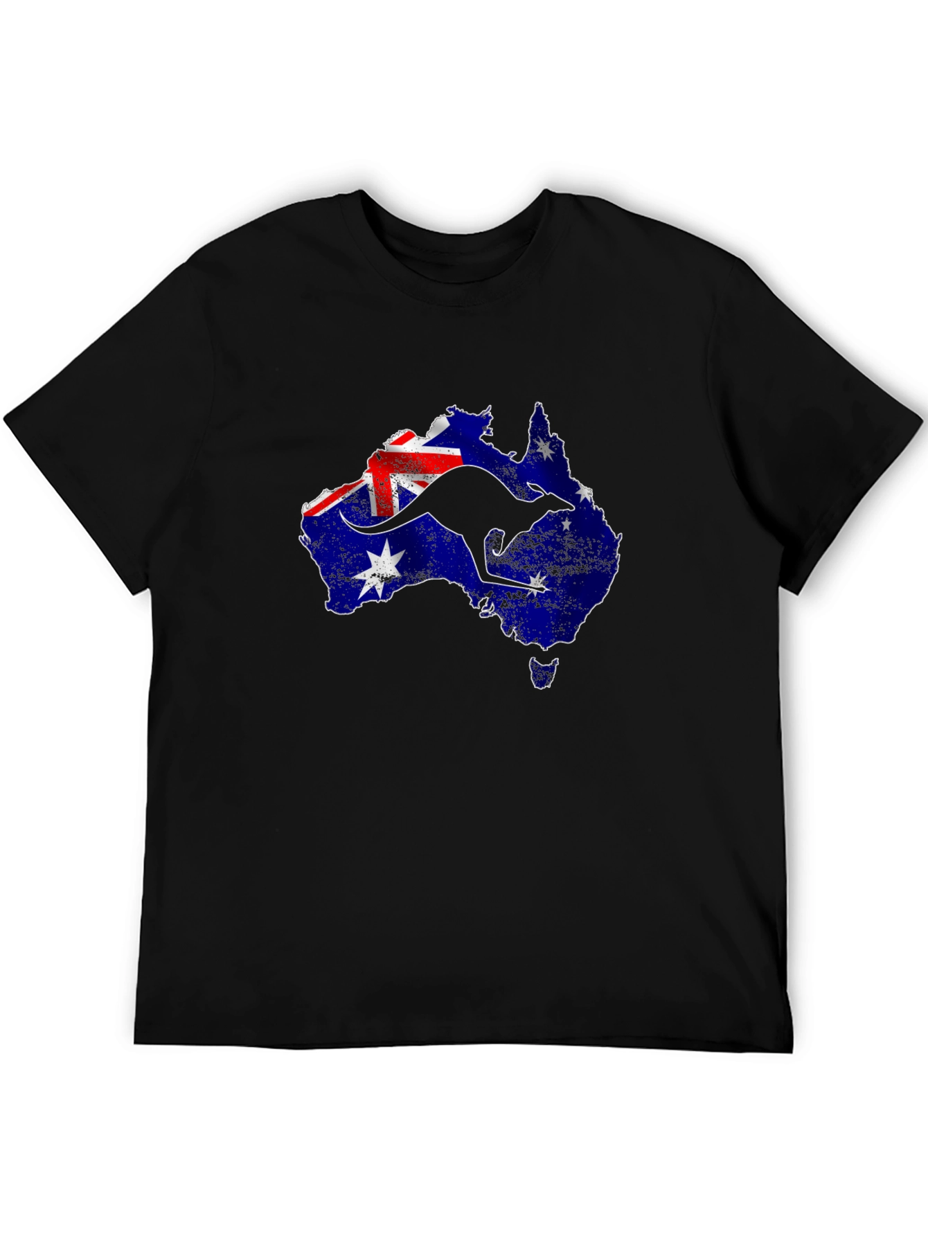 Australia Flag & Kangaroo Black T-Shirt