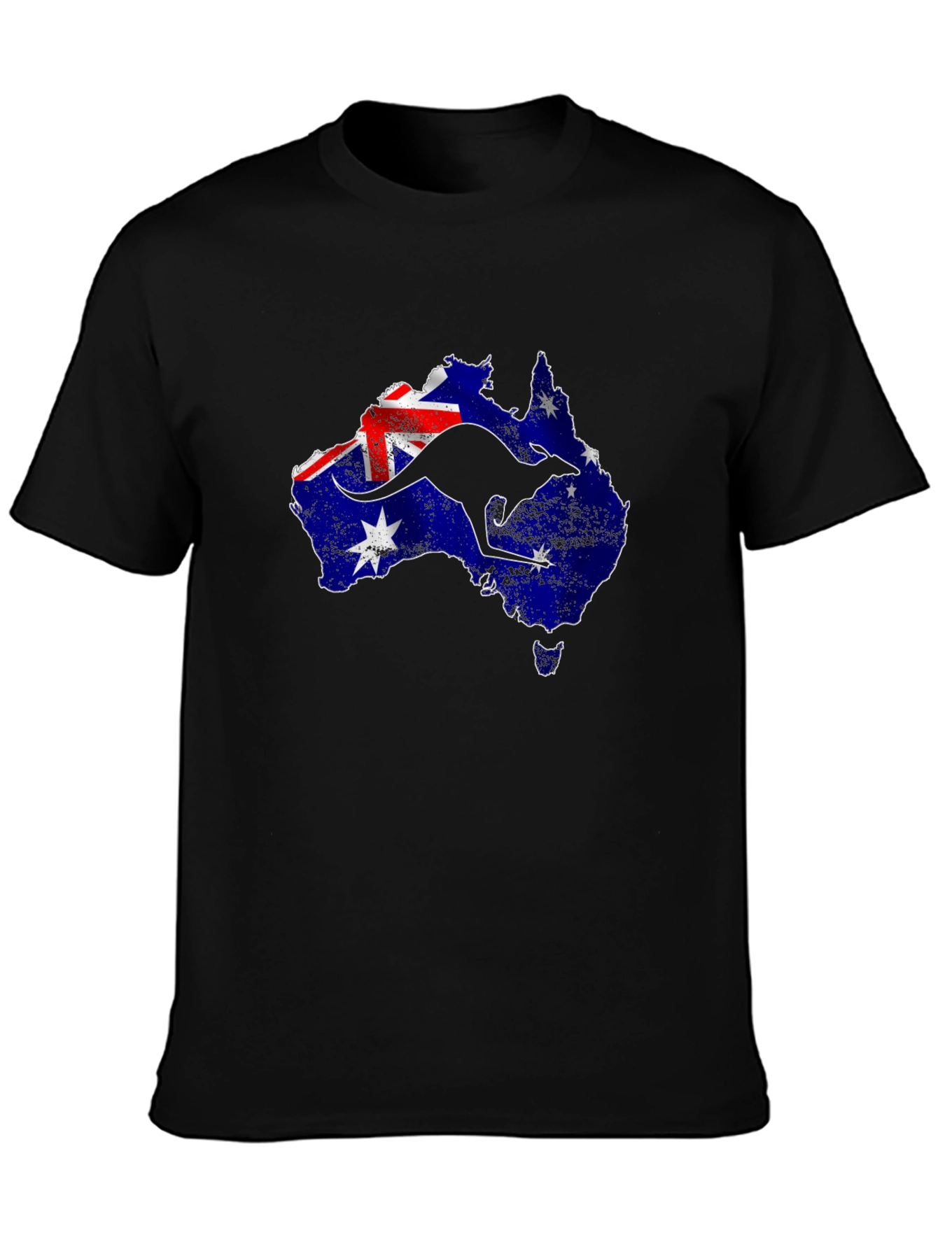 Australia Flag & Kangaroo Black T-Shirt