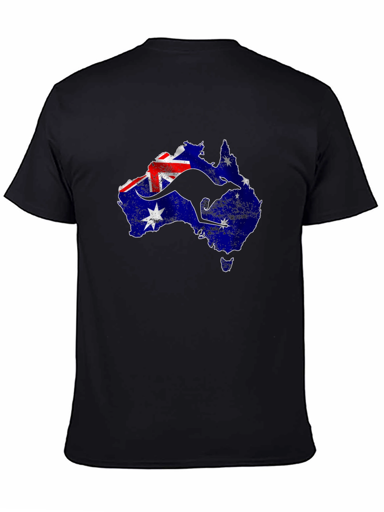 Australia Flag & Kangaroo Black T-Shirt