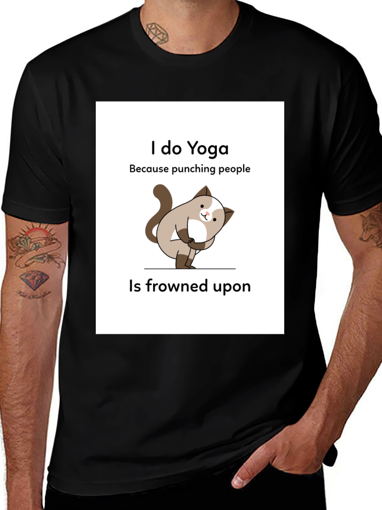 Funny Yoga Cat T-Shirt: I Do Yoga