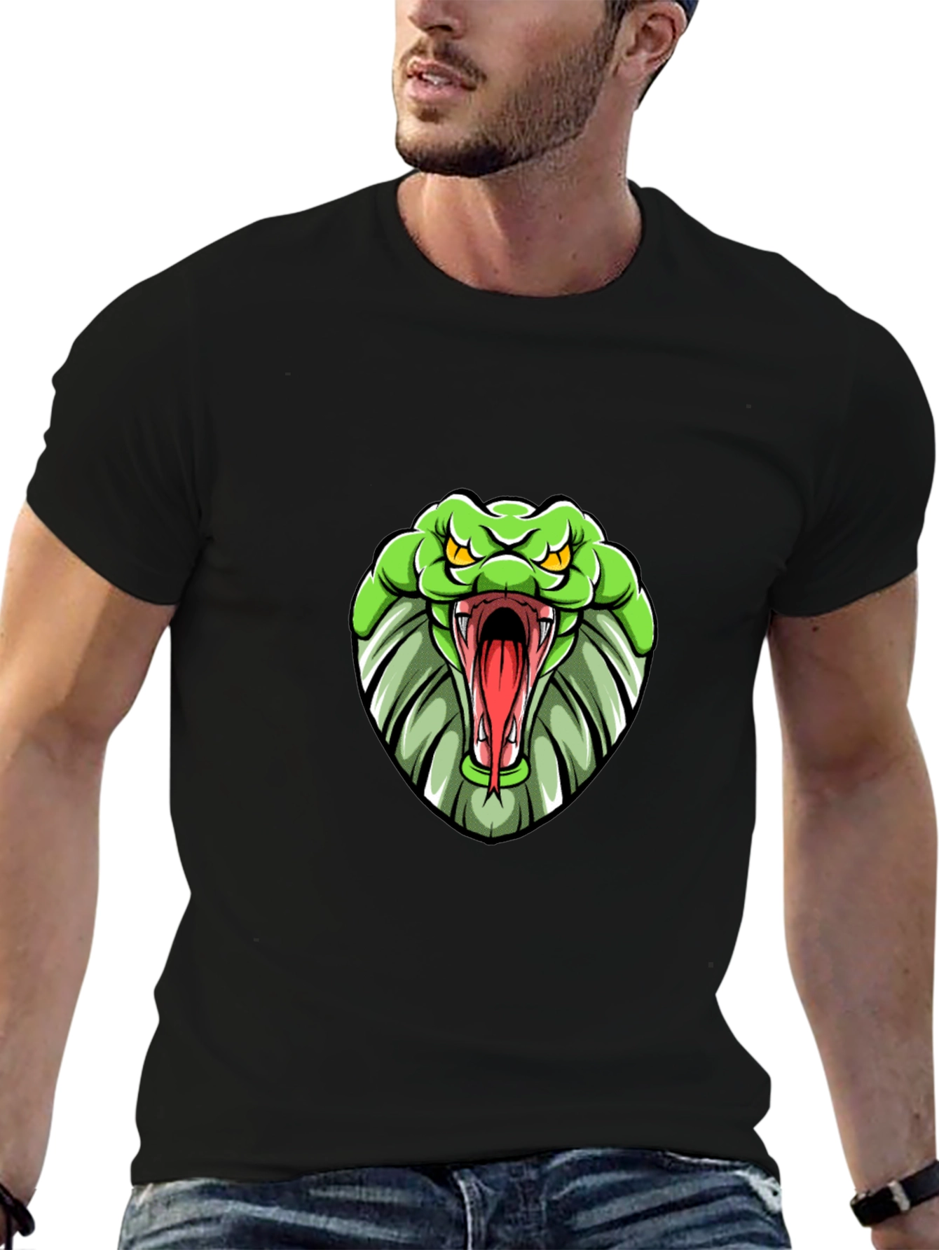 Cobra Graphic Print Tee - Black