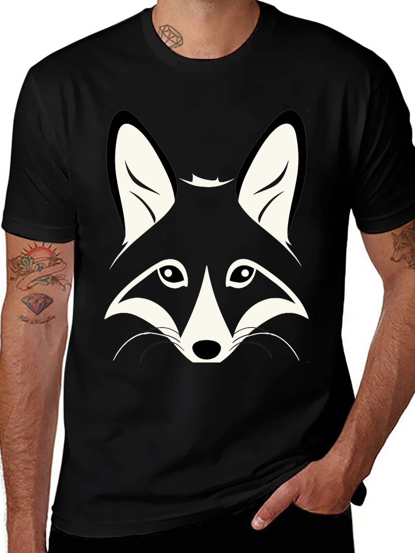 Black T-Shirt with Fox Graphic