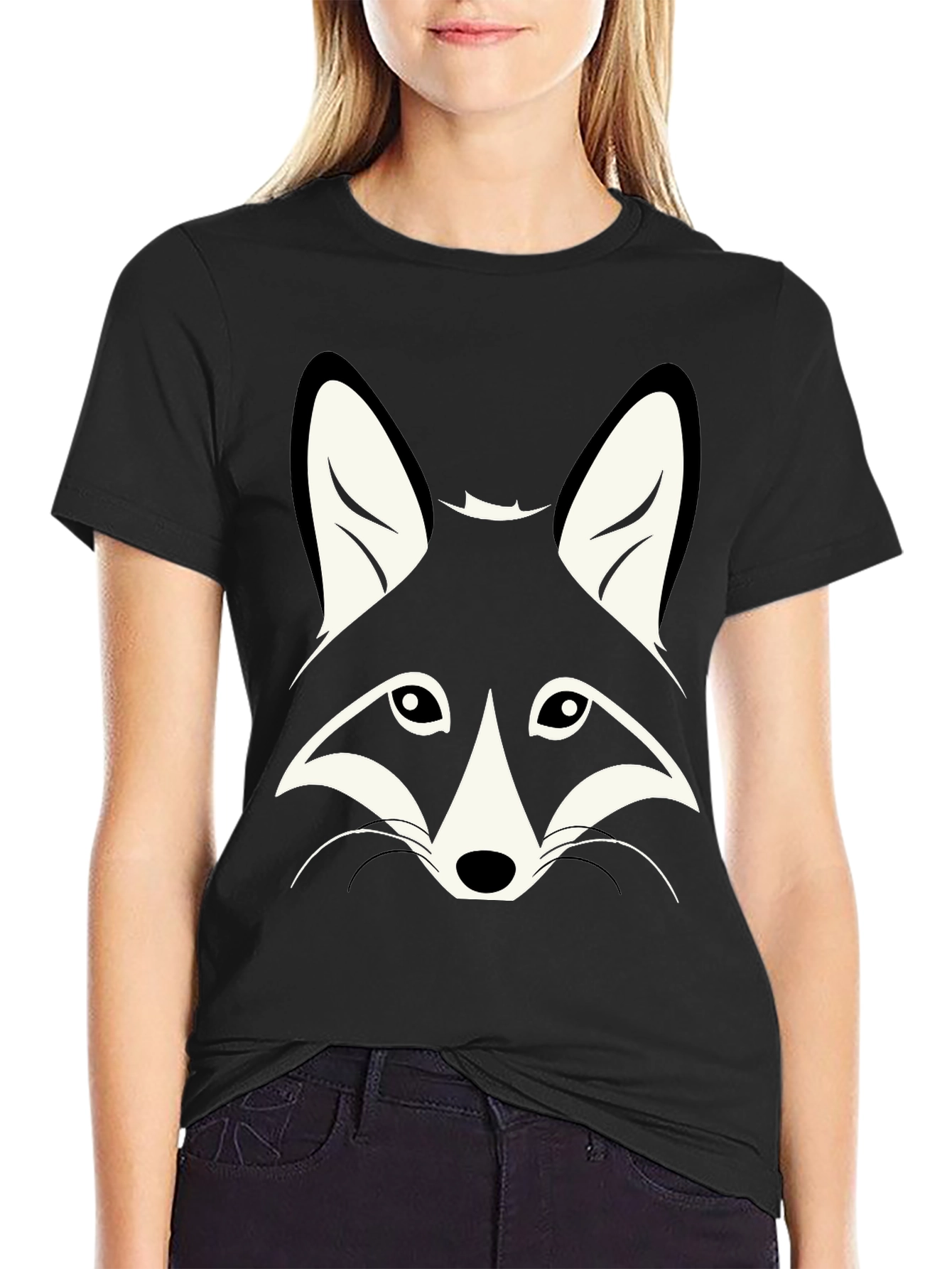 Black T-Shirt with Fox Graphic