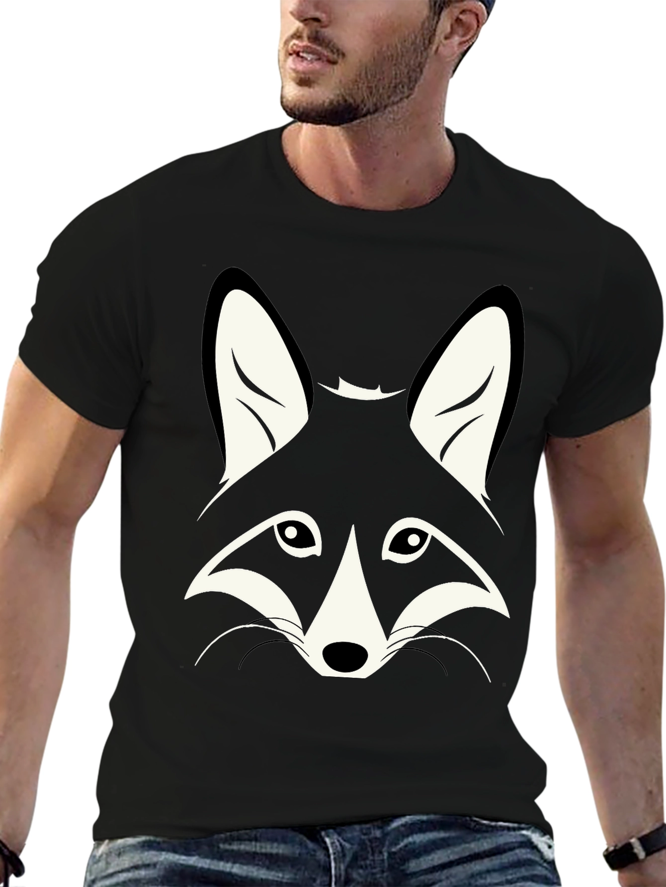 Black T-Shirt with Fox Graphic