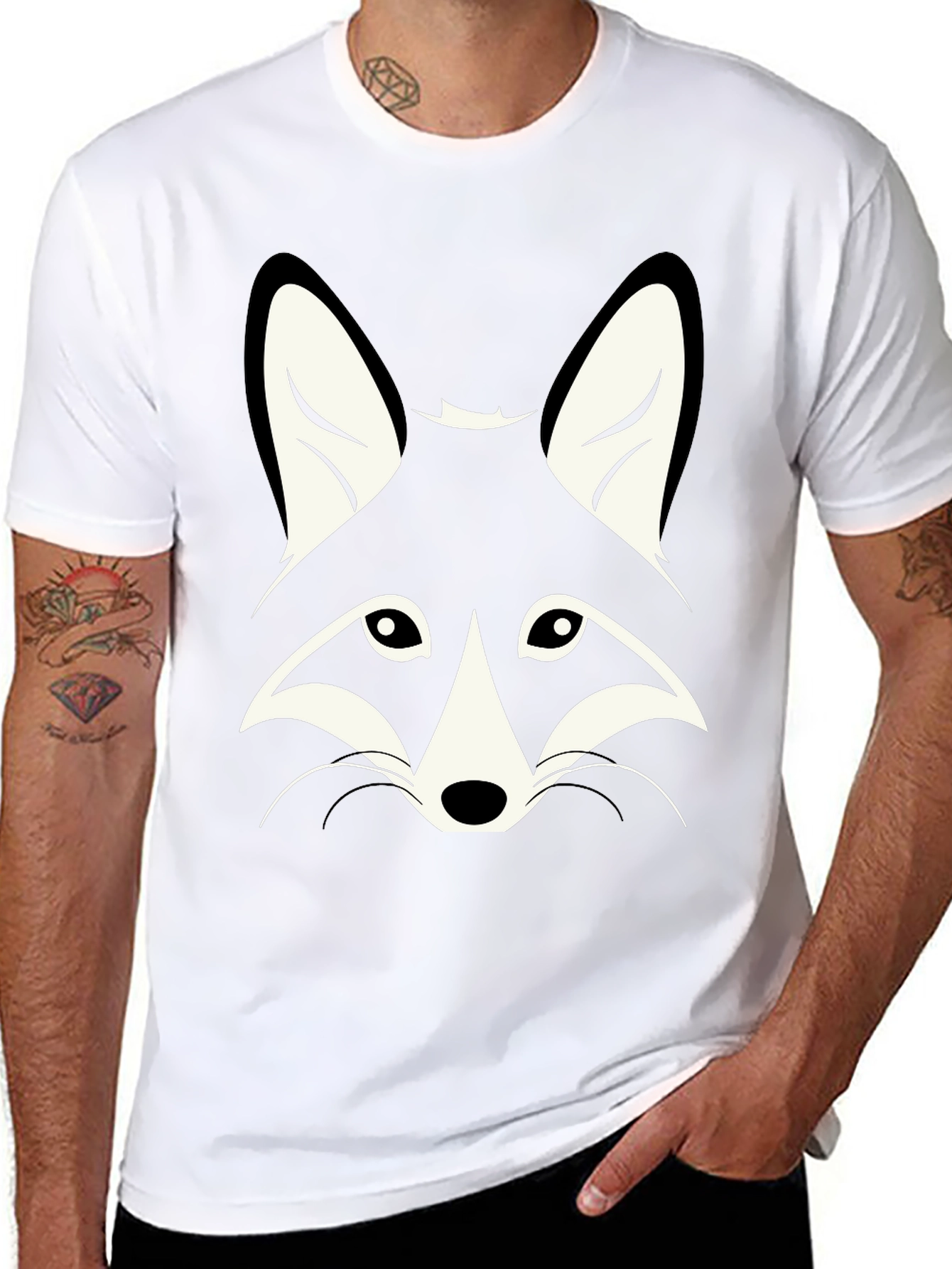 Black T-Shirt with Fox Graphic