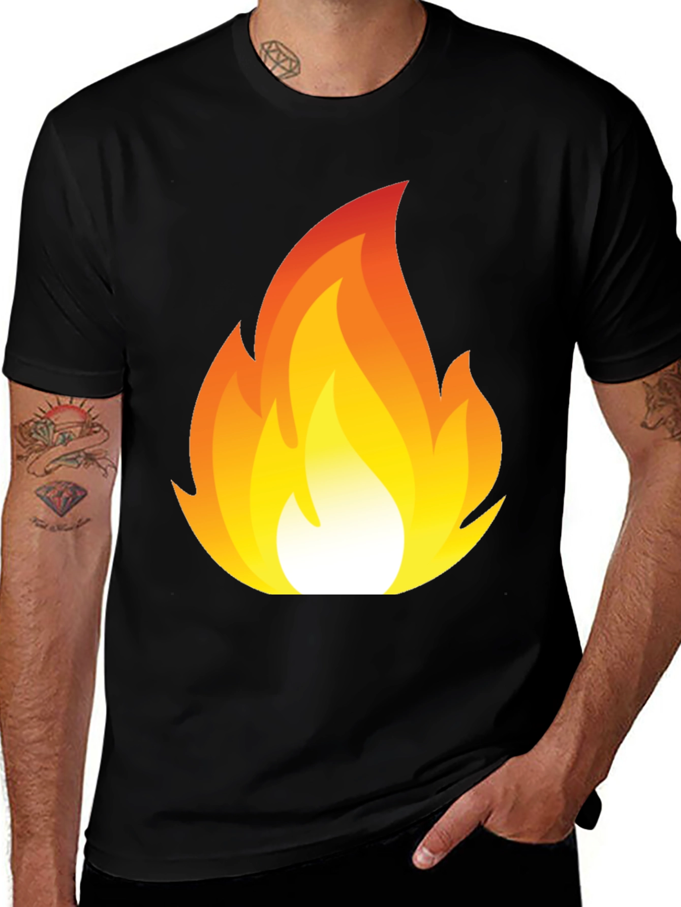 Flaming Hot Graphic Tee - Black Cotton T-Shirt