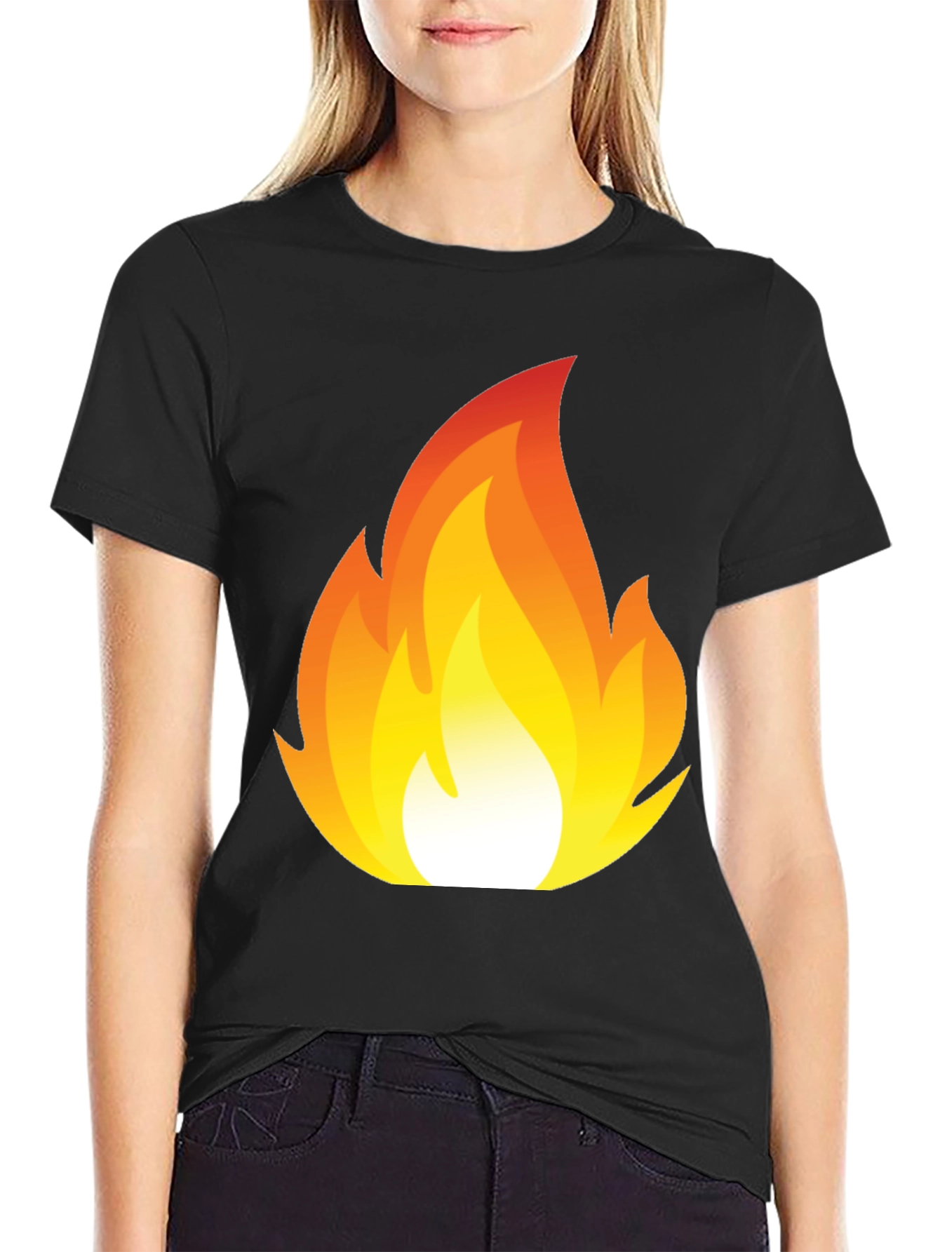 Flaming Hot Graphic Tee - Black Cotton T-Shirt