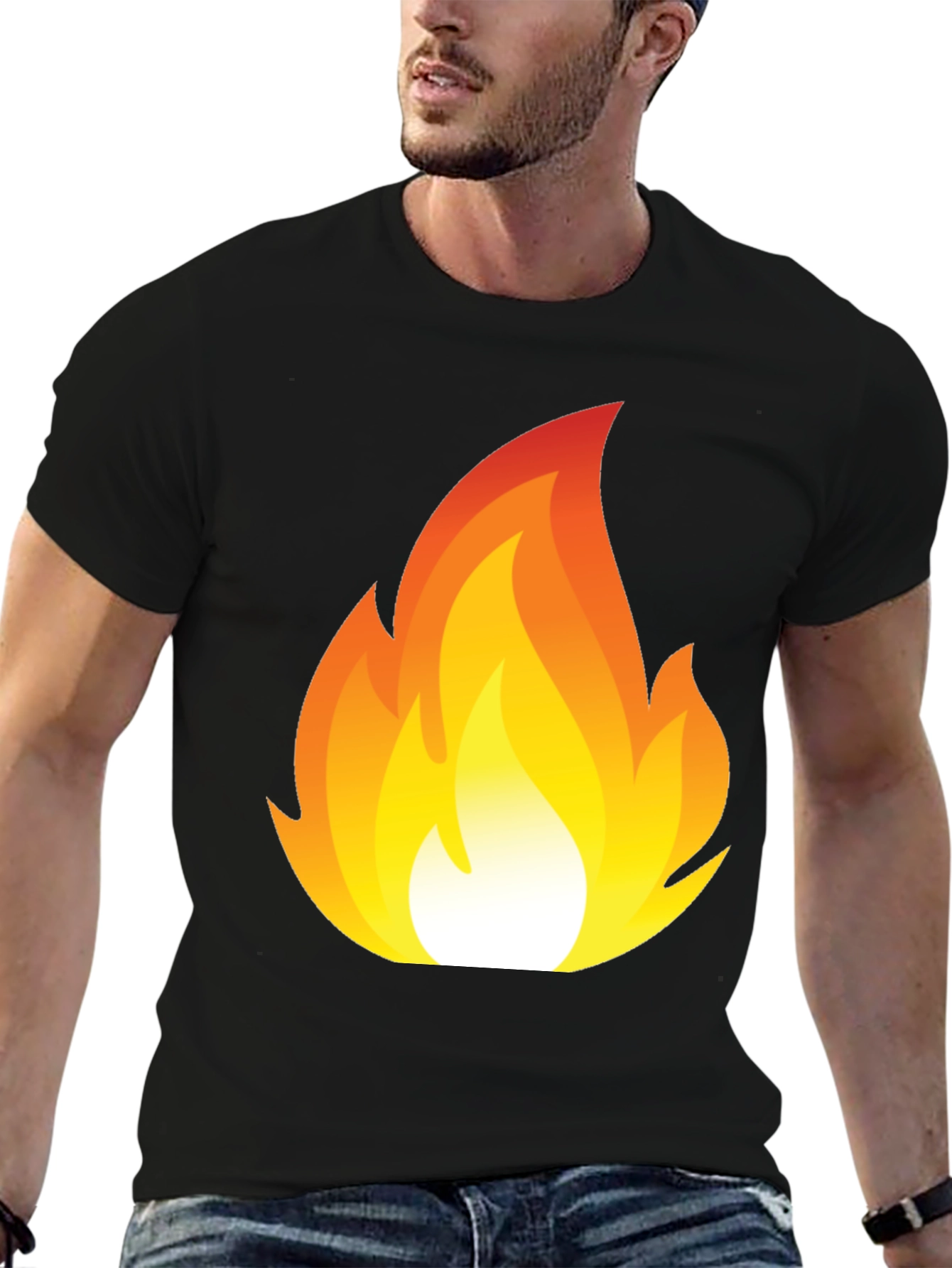 Flaming Hot Graphic Tee - Black Cotton T-Shirt