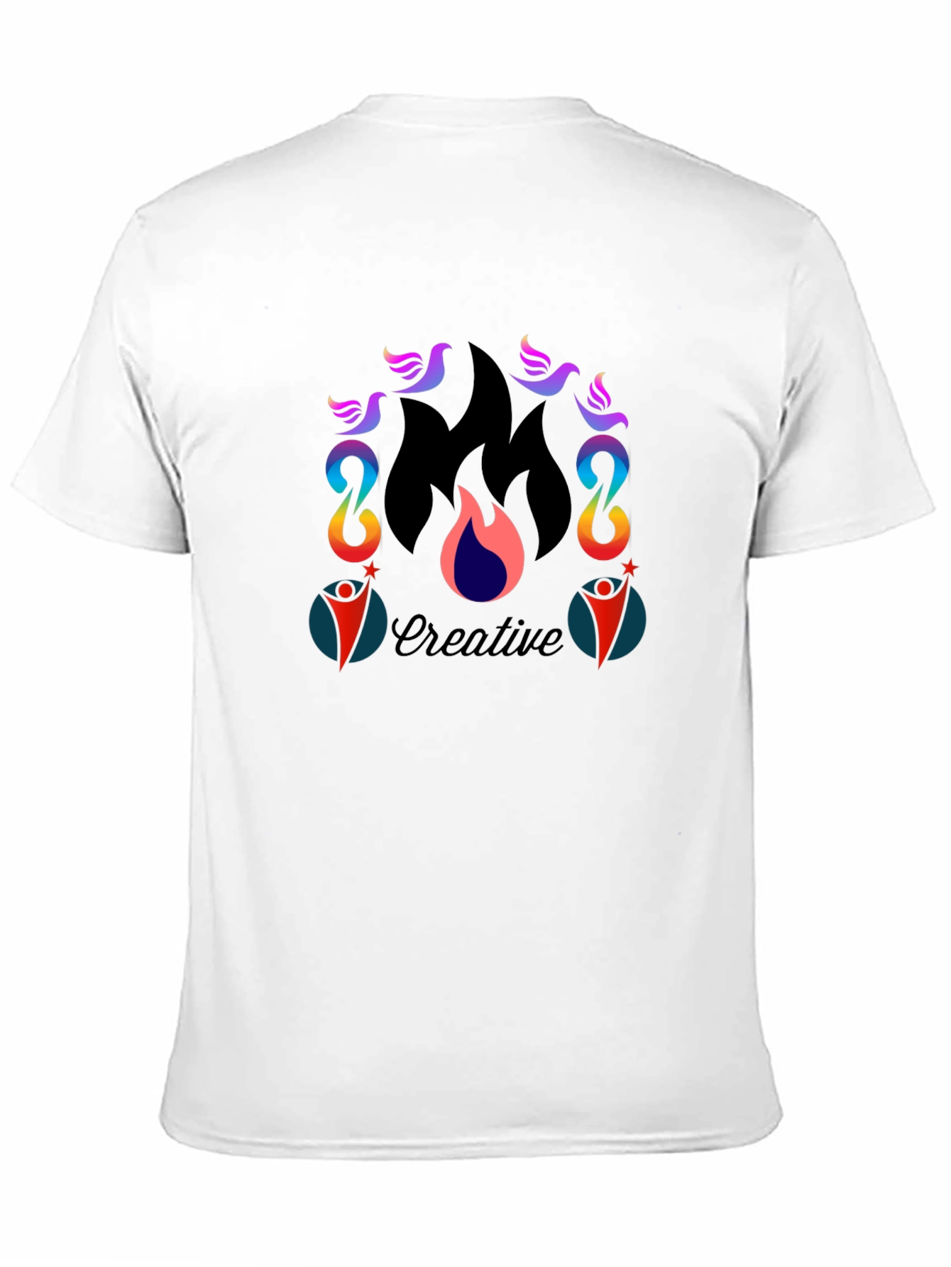 Creative Flame Graphic Tee - Black Cotton Blend T-Shirt